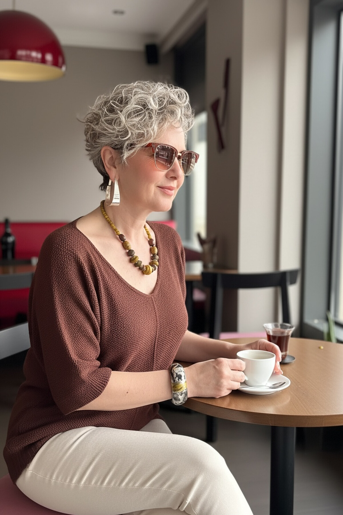 Miatta Tasarım Merserize Bluz Kahverengi