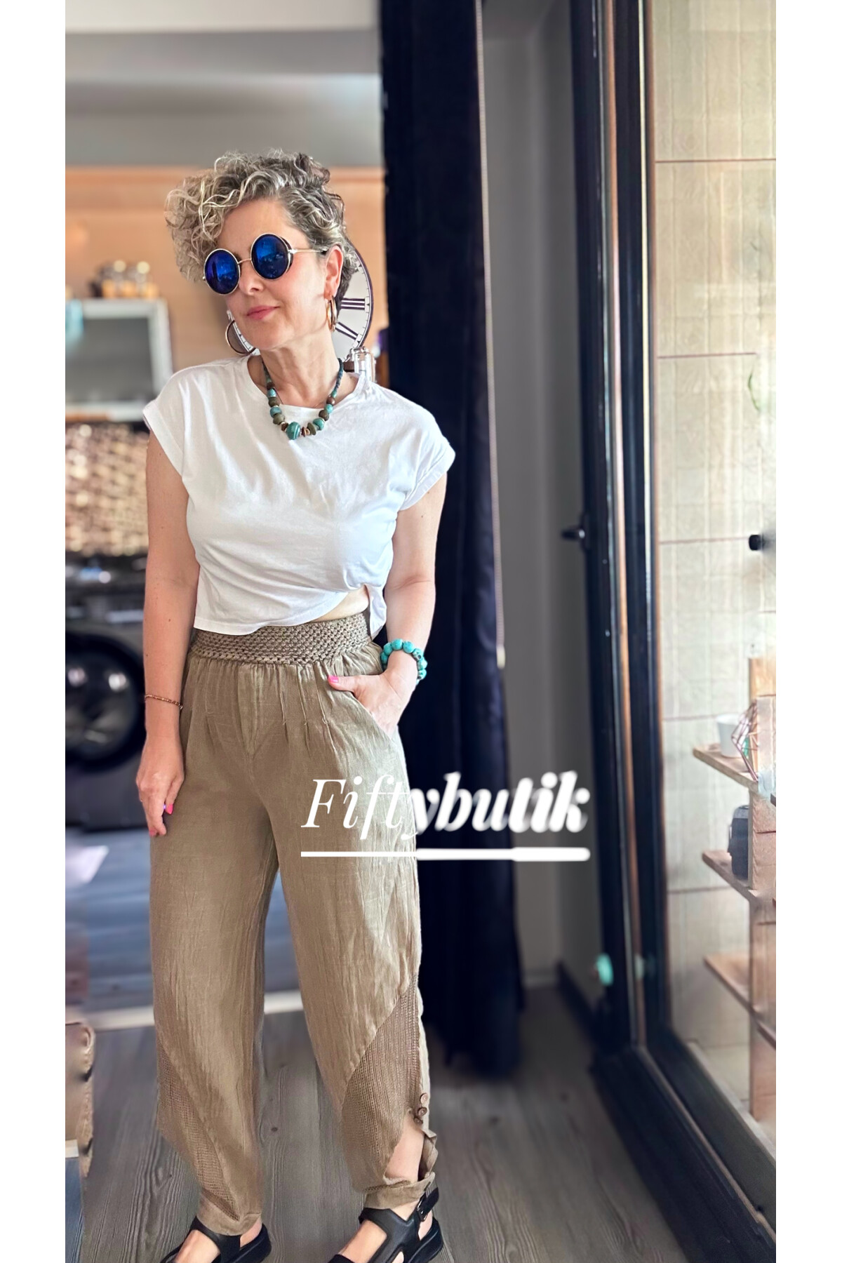 Piango Tasarım Paça File Detay Pantolon Vizon