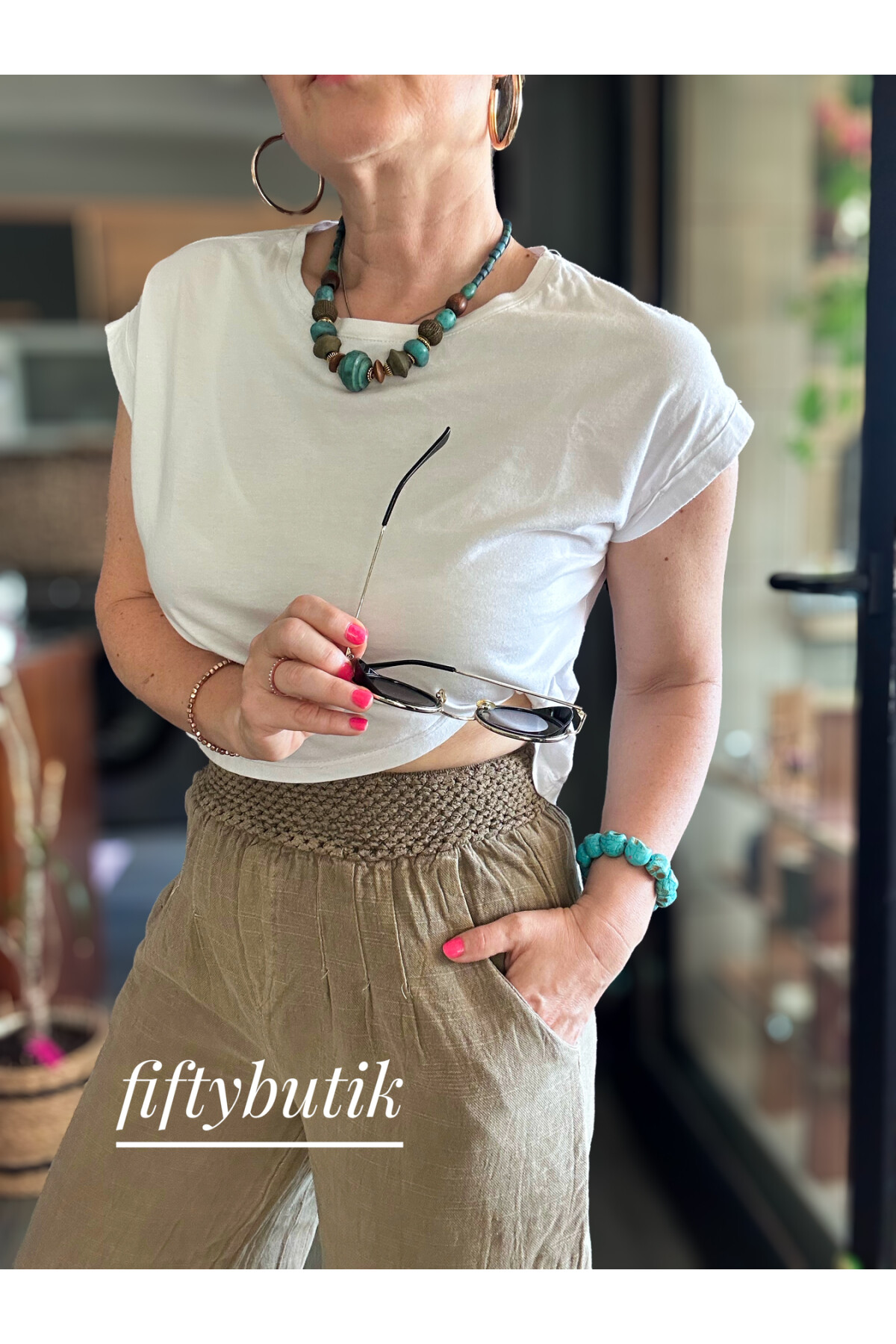 Piango Tasarım Paça File Detay Pantolon Vizon