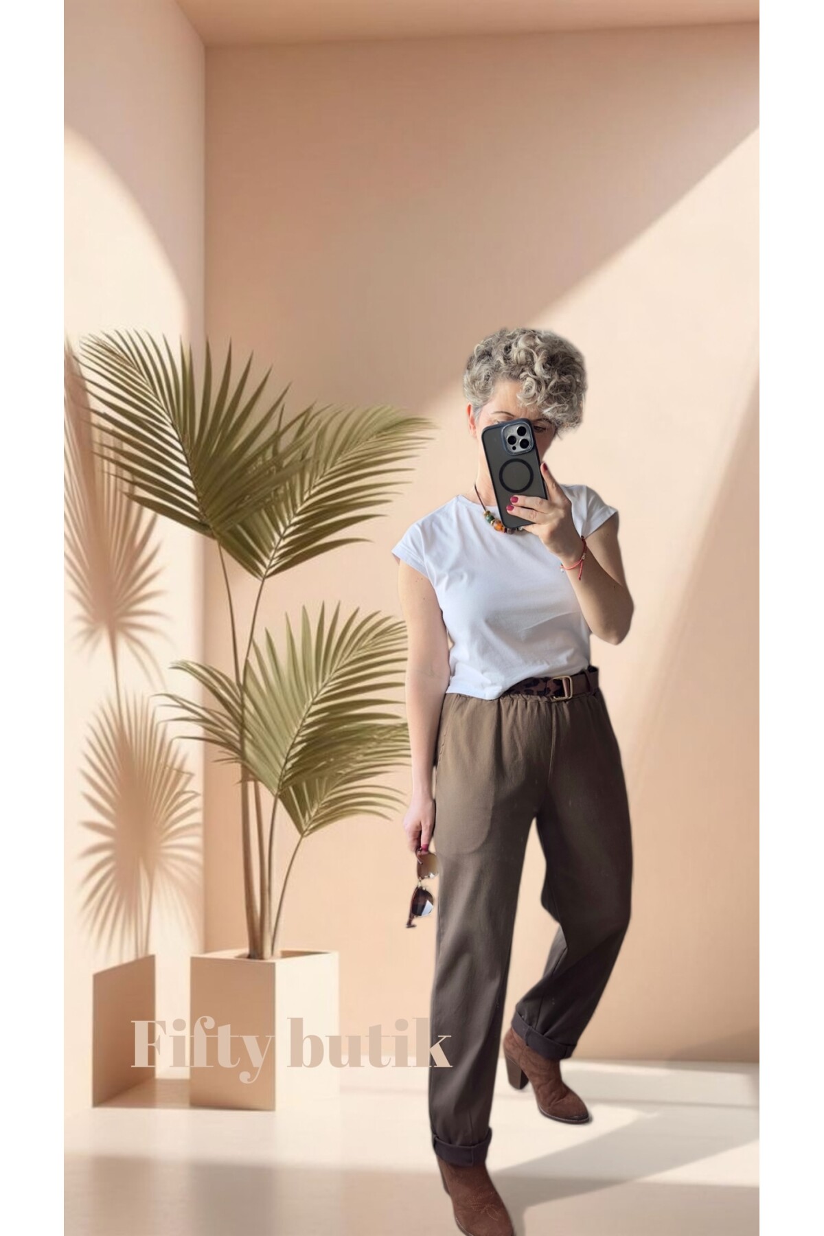 Premium Racci İtalyan Detay Kemerli Sihirli Pantolon Açık Kahverengi