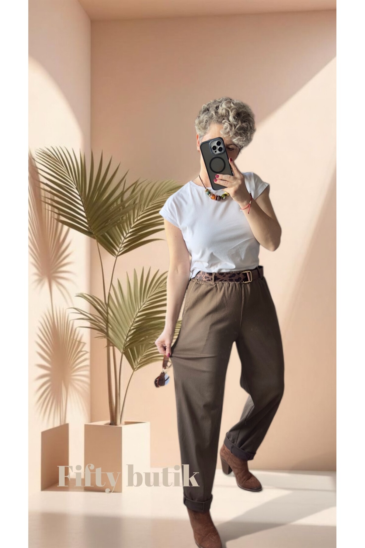 Premium Racci İtalyan Detay Kemerli Sihirli Pantolon Açık Kahverengi