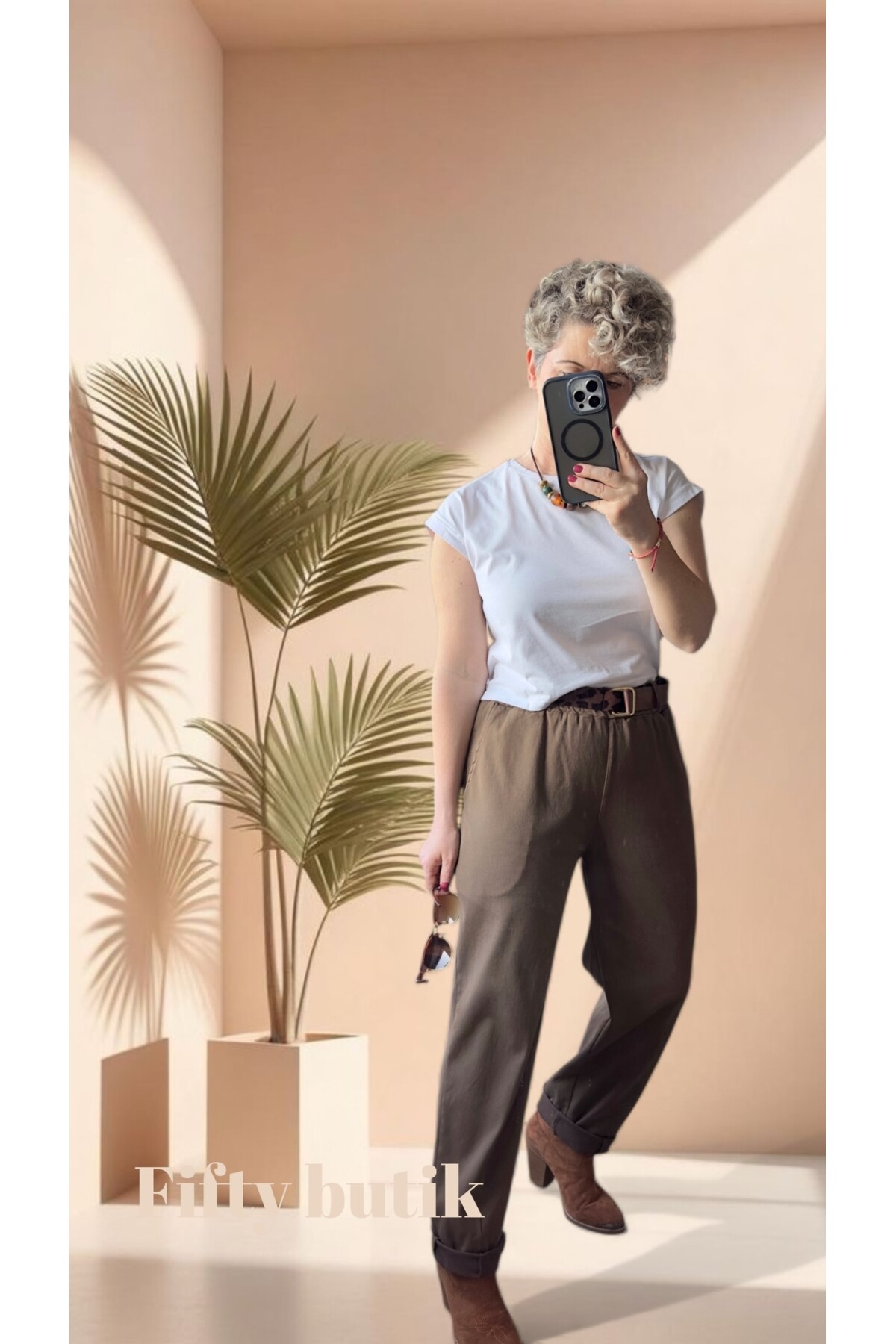 Premium Racci İtalyan Detay Kemerli Sihirli Pantolon Açık Kahverengi