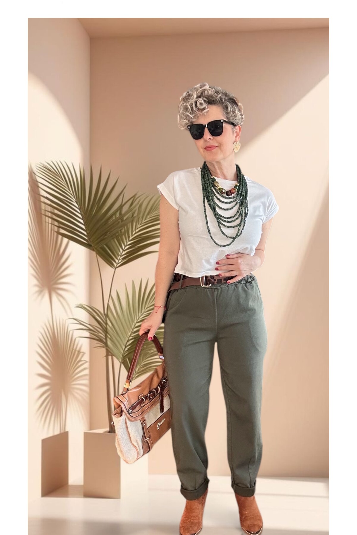 Premium Racci İtalyan Detay Kemerli Sihirli Pantolon Haki