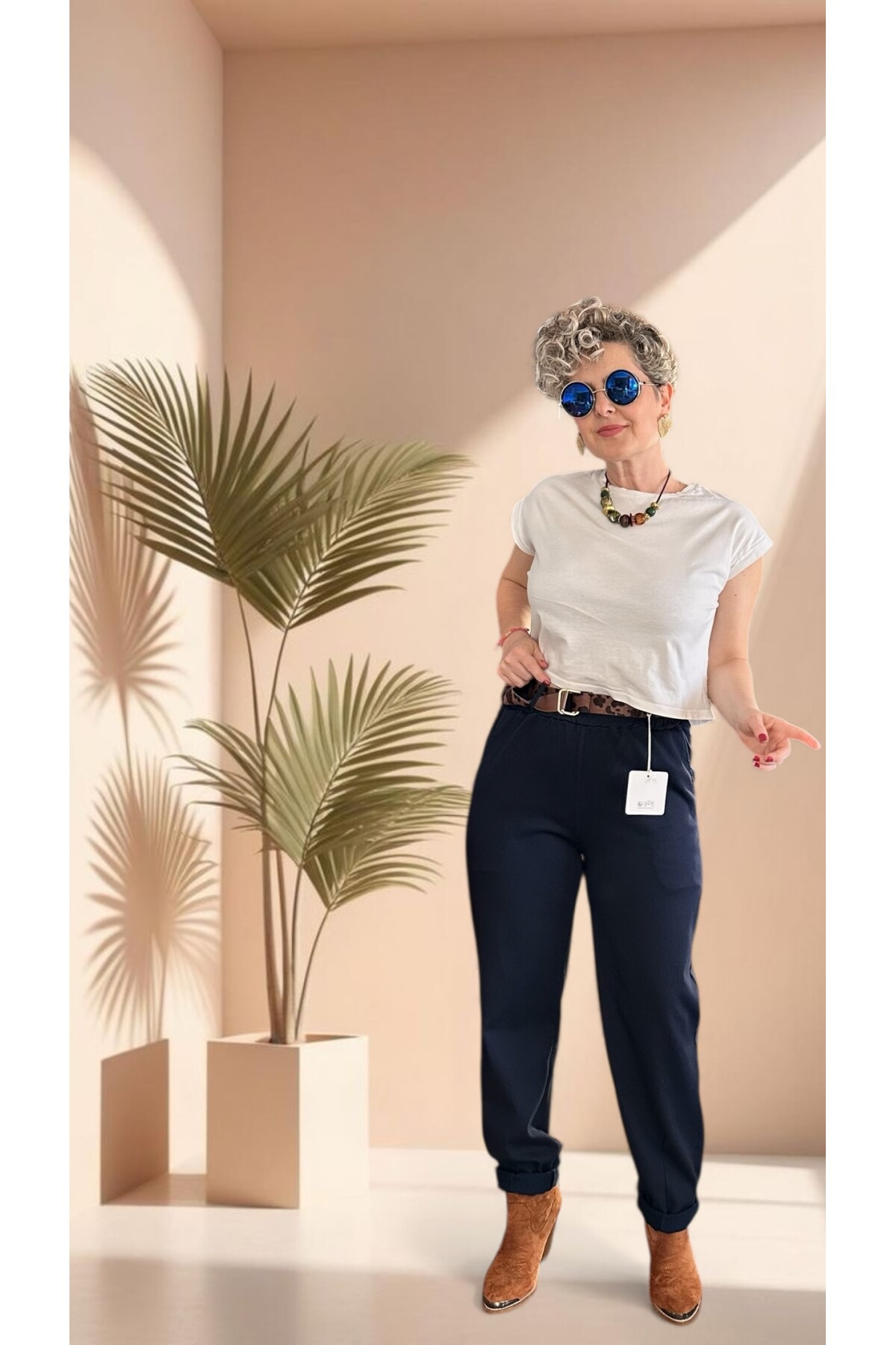 Premium Racci İtalyan Detay Kemerli Sihirli Pantolon Lacivert