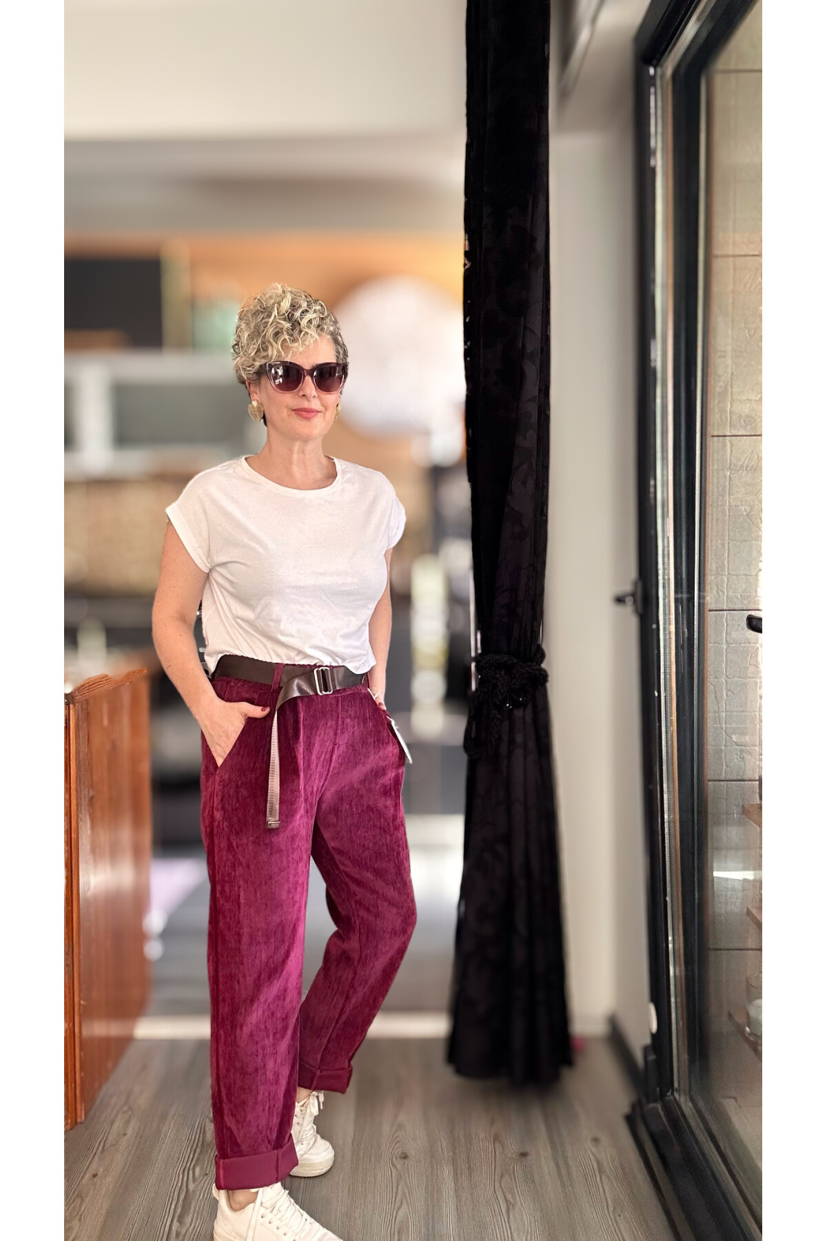 Sello İtalyan Şönil Kemerli Pantolon Bordo