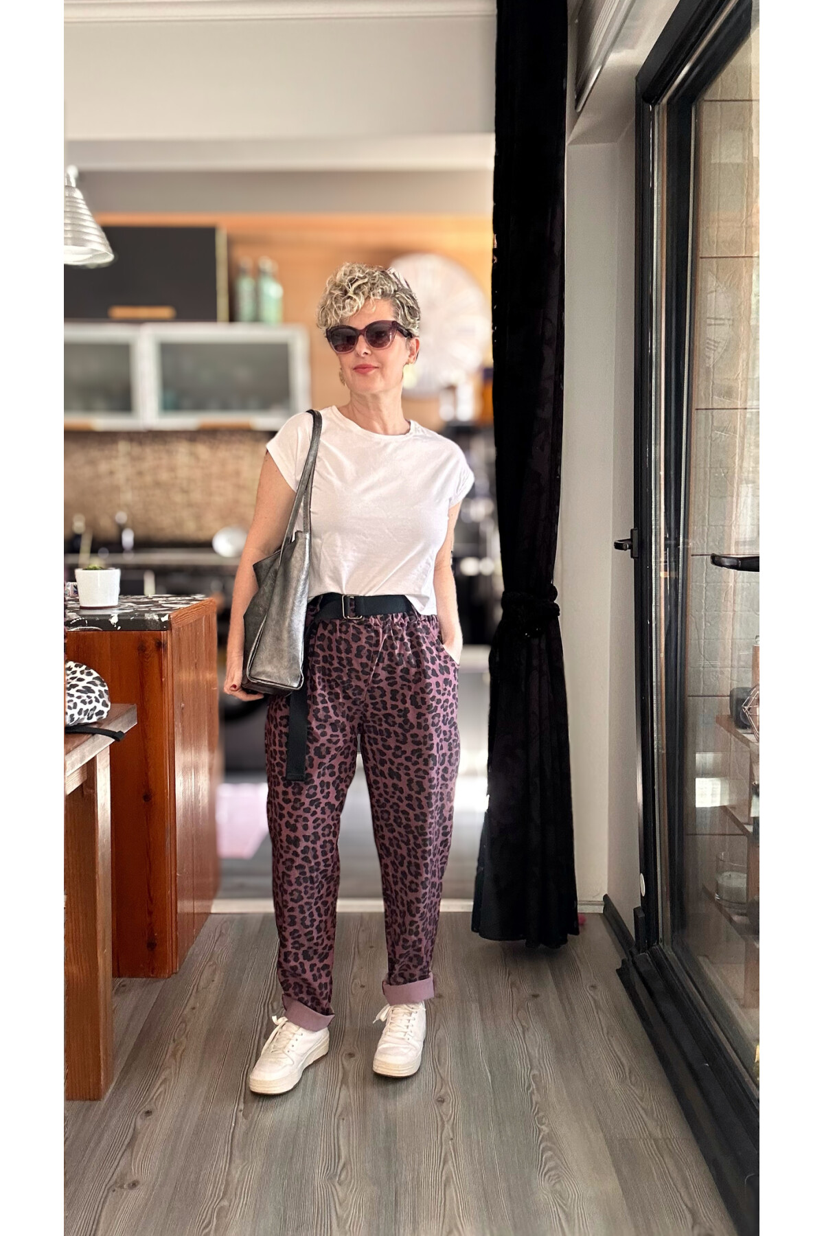 Senly İtalyan Leopar Kemerli Pantolon Bordo