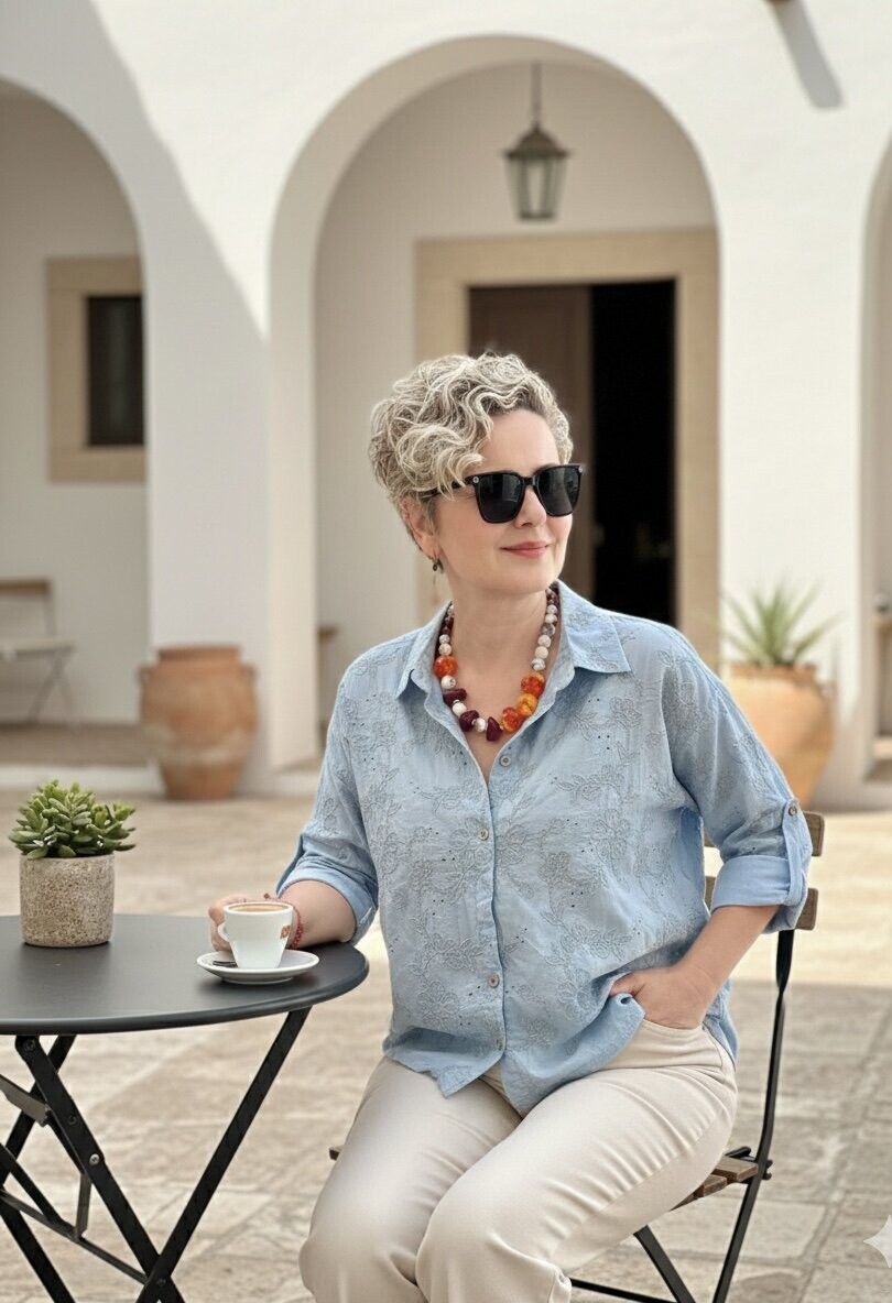 Taffi İtalyan Fisto Pul Detay Gömlek Bebe Mavi