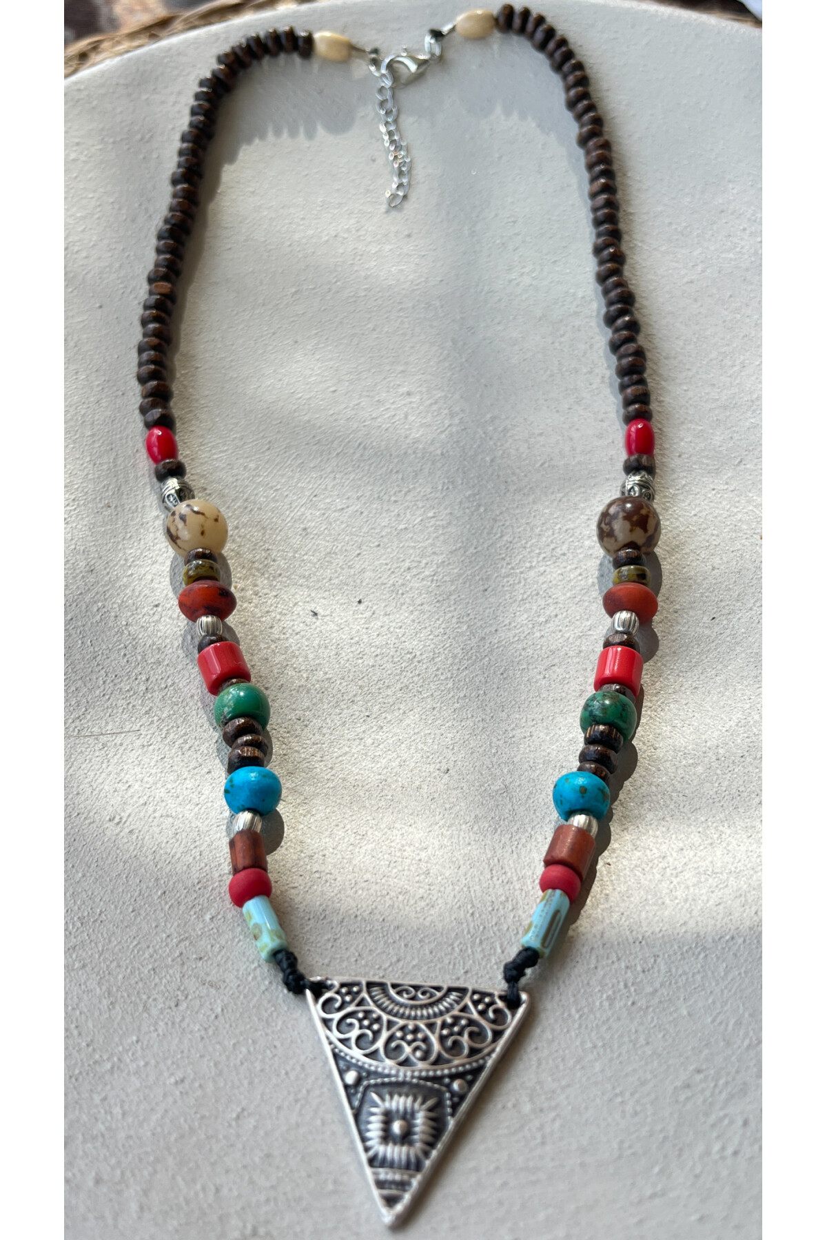 Wanderlust  Pirinç Cam Etnik Kolye