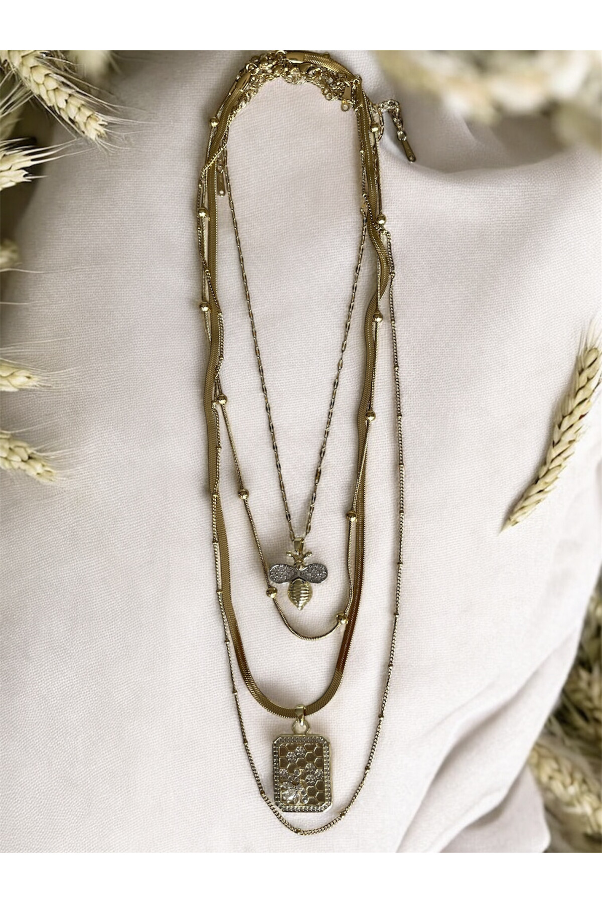 Werta Çelik Gold Çoklu Kolye