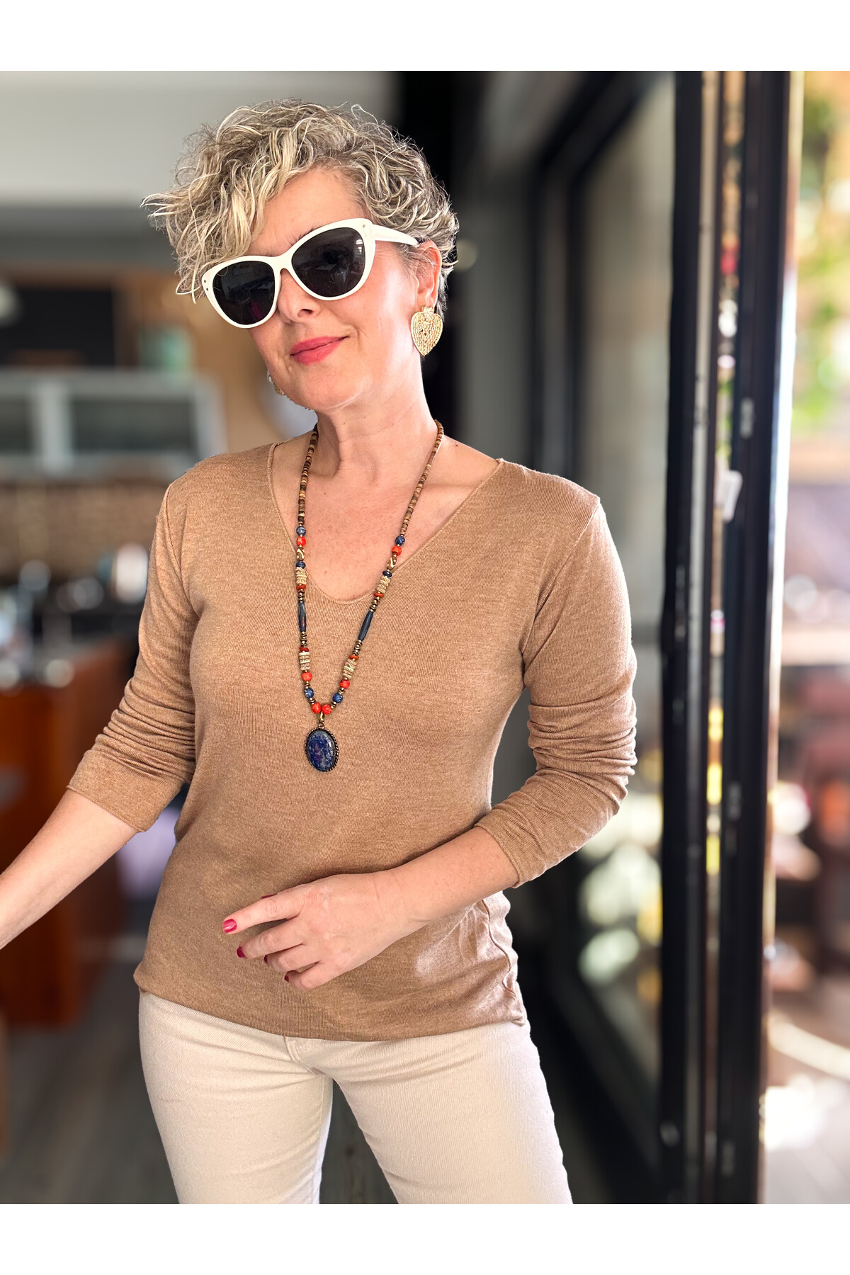 Zanna İtalyan V Yaka Triko Cappuccino