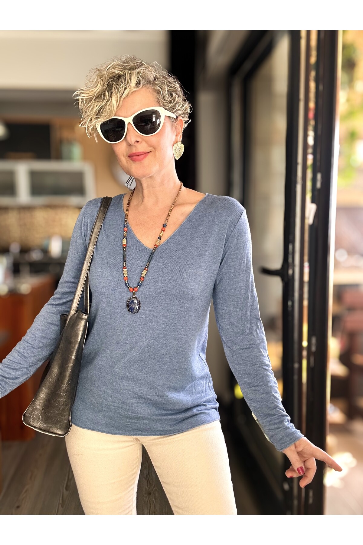 Zanna İtalyan V Yaka Triko İndigo