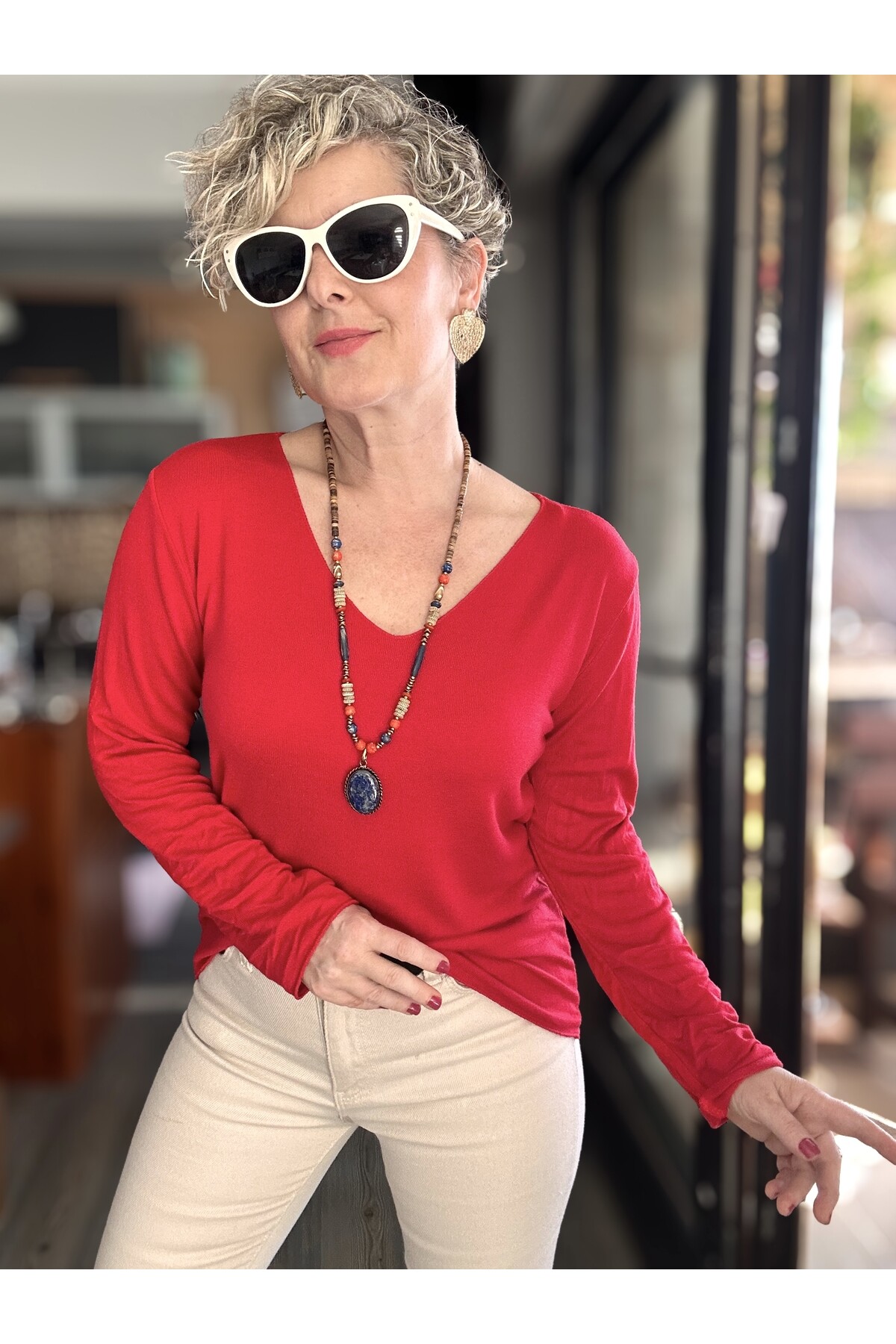 Zanna İtalyan V Yaka Triko Kırmızı