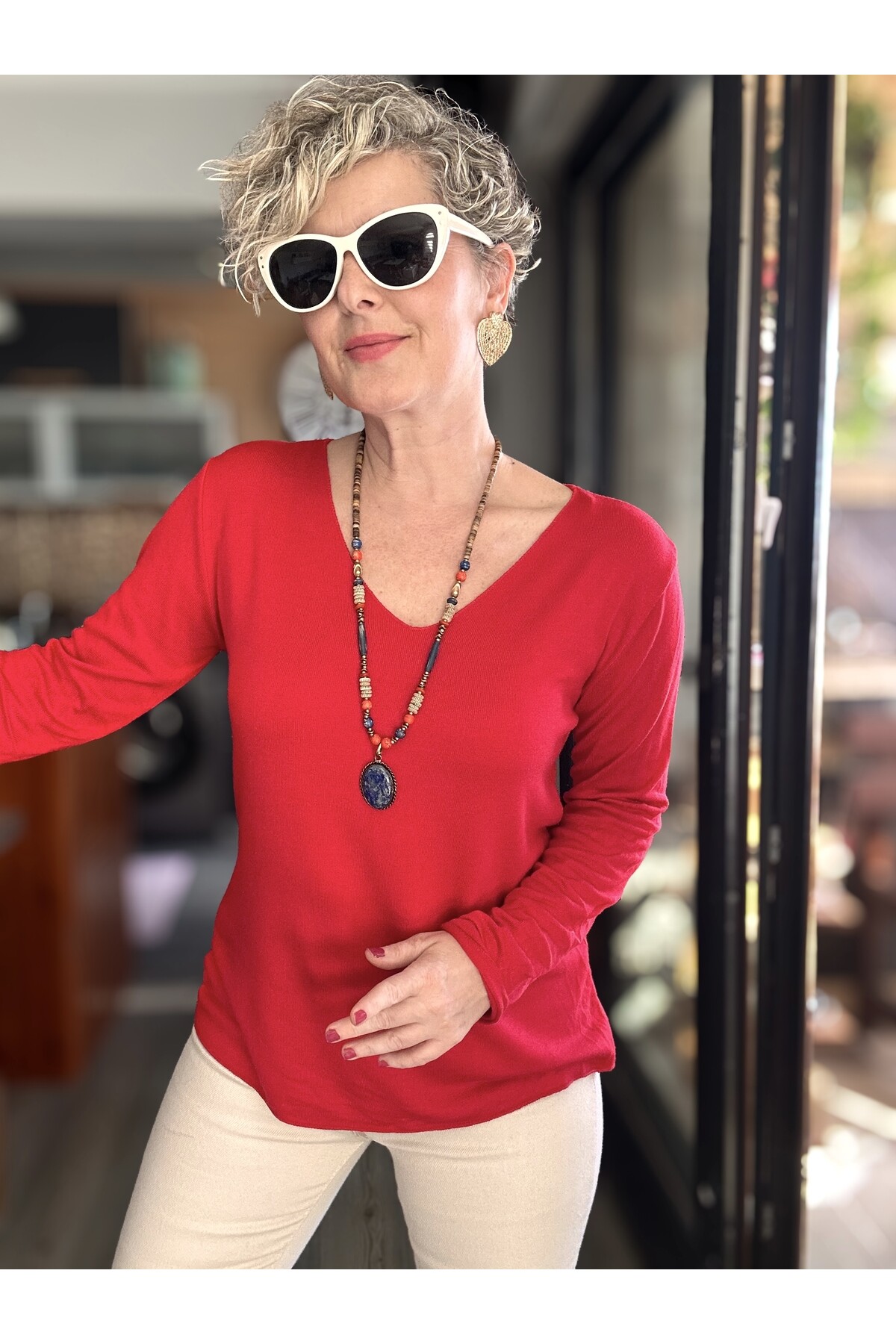 Zanna İtalyan V Yaka Triko Kırmızı