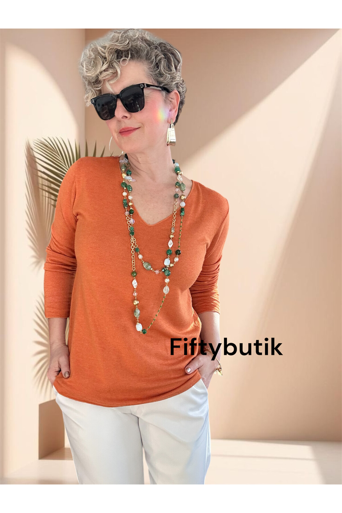 Zanna İtalyan V Yaka Triko Orange