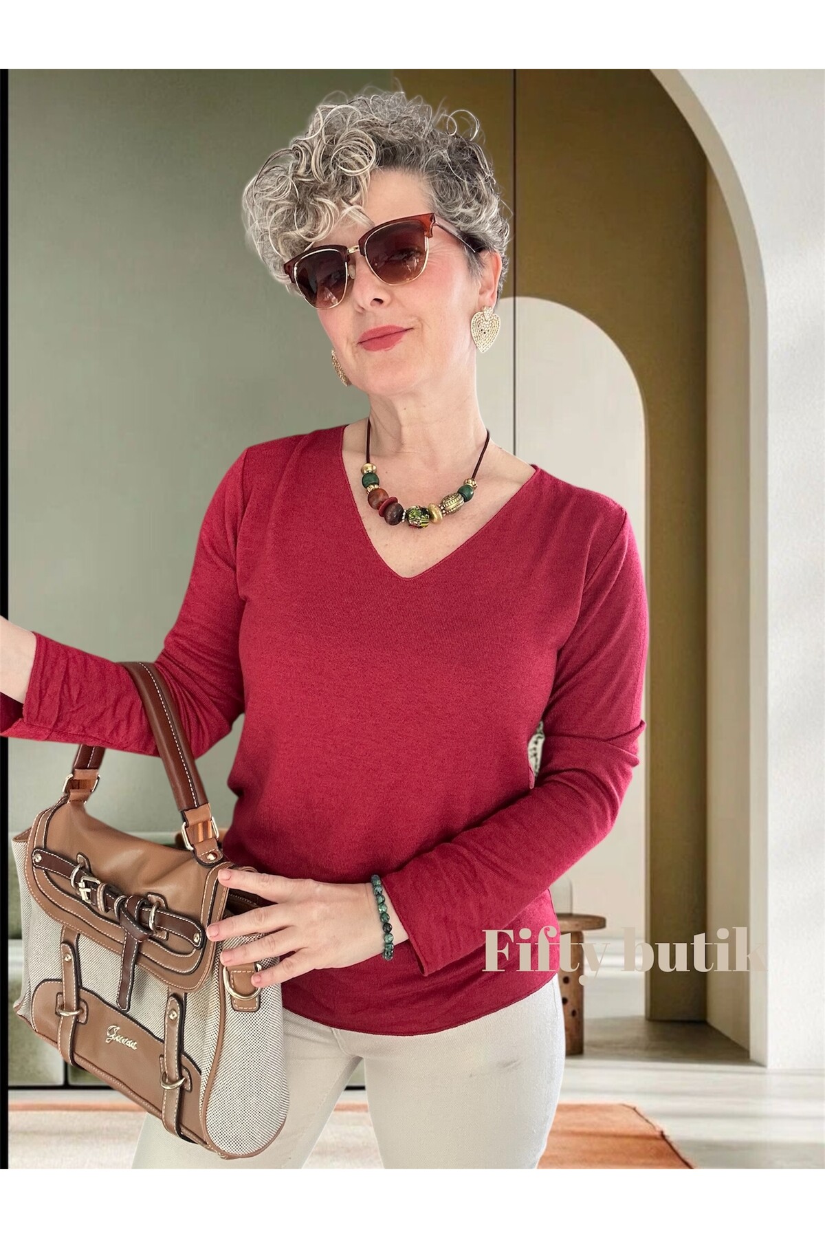 Zanna İtalyan V Yaka Triko Vişne Çürüğü