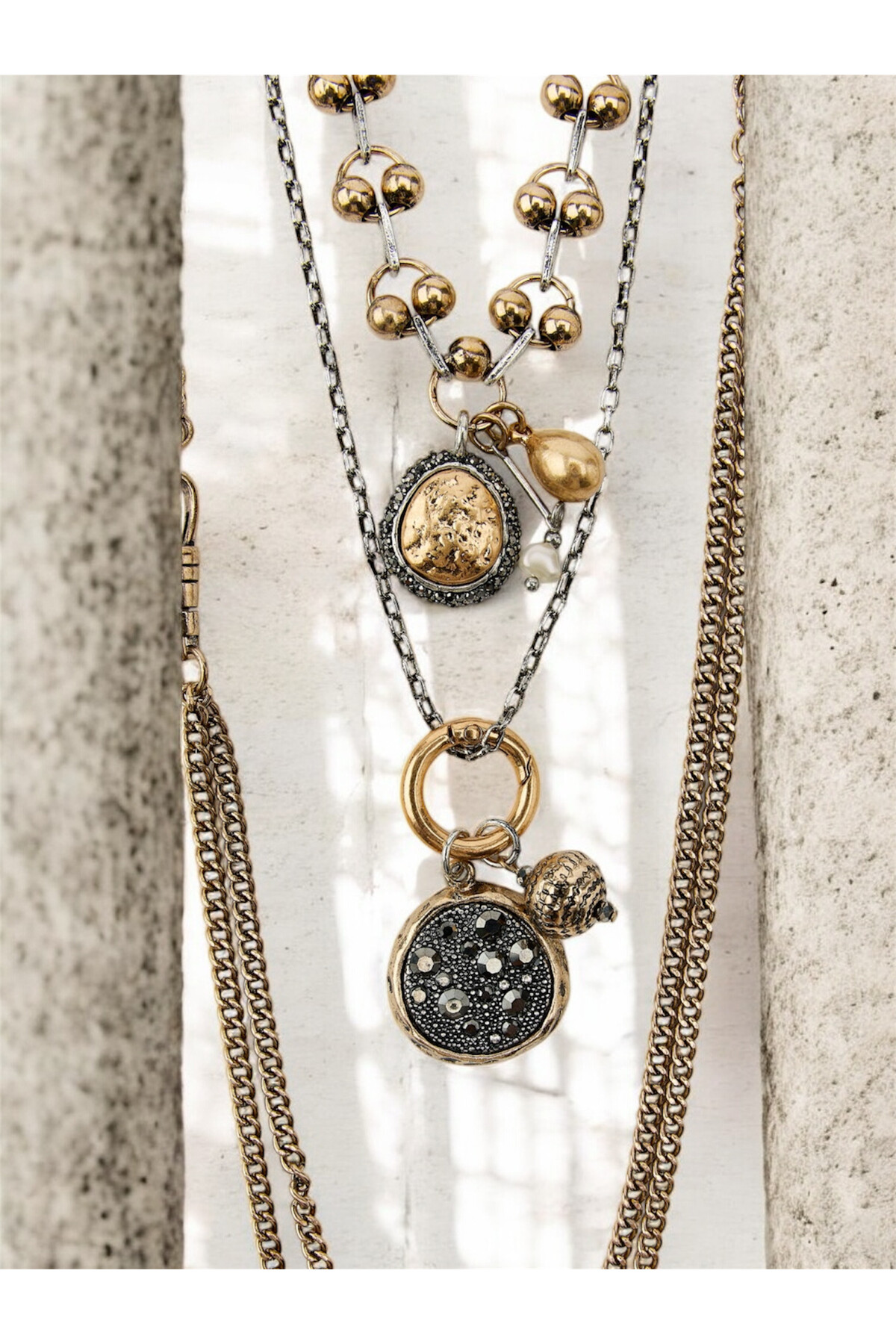 ZRA Modell Çoklu Silver Gold  Kolye
