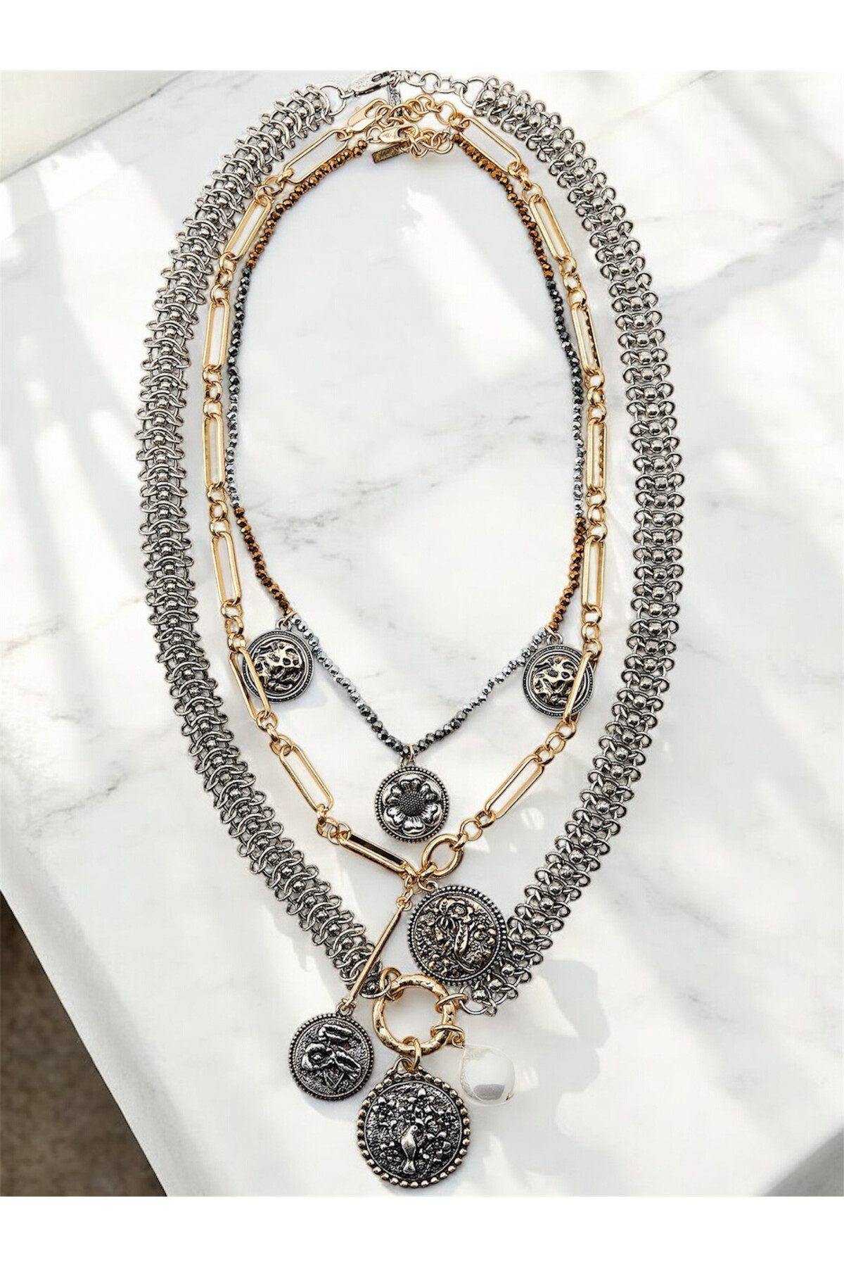 ZRA Modell Soldi Çoklu Silver Gold  Kolye