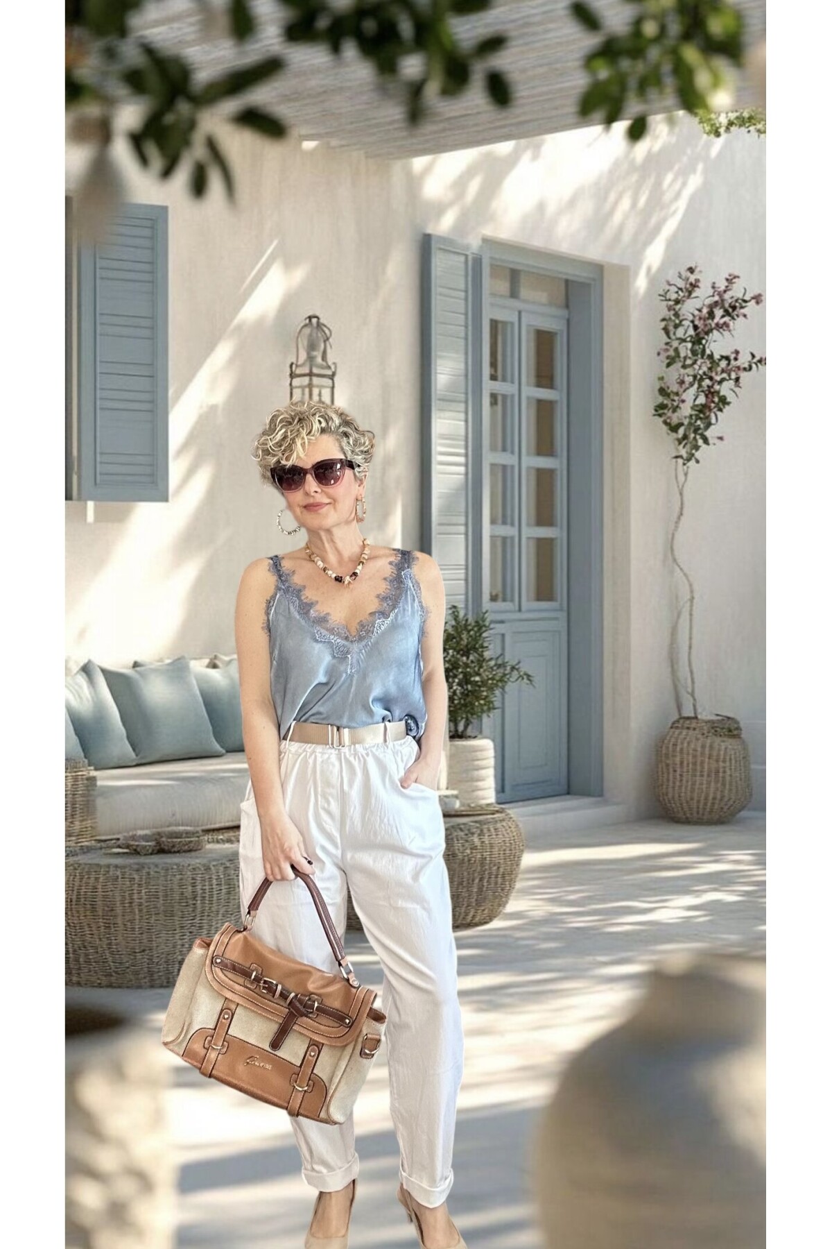 Betty İtalyan Balon Kemerli Pantolon Beyaz