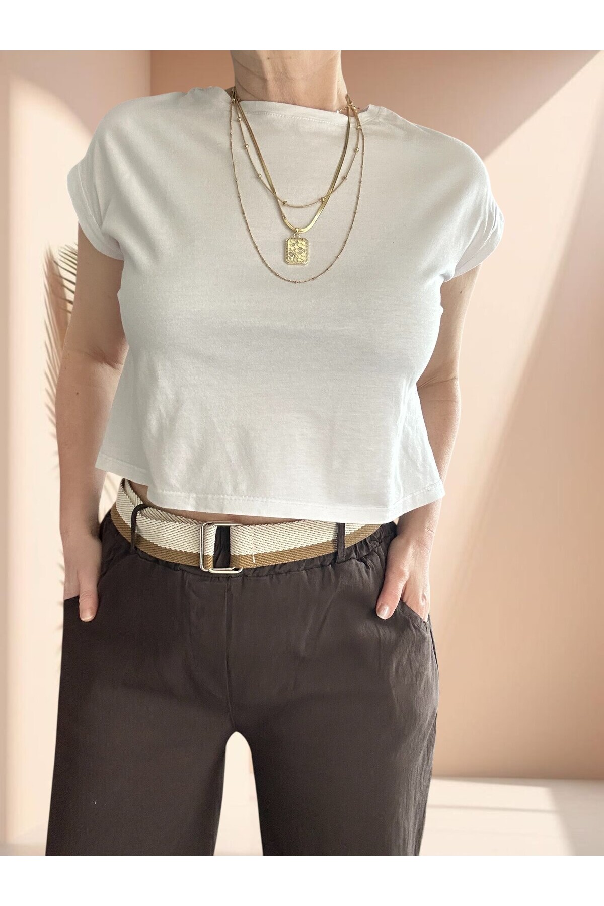 Betty İtalyan Balon Kemerli Pantolon Kahve