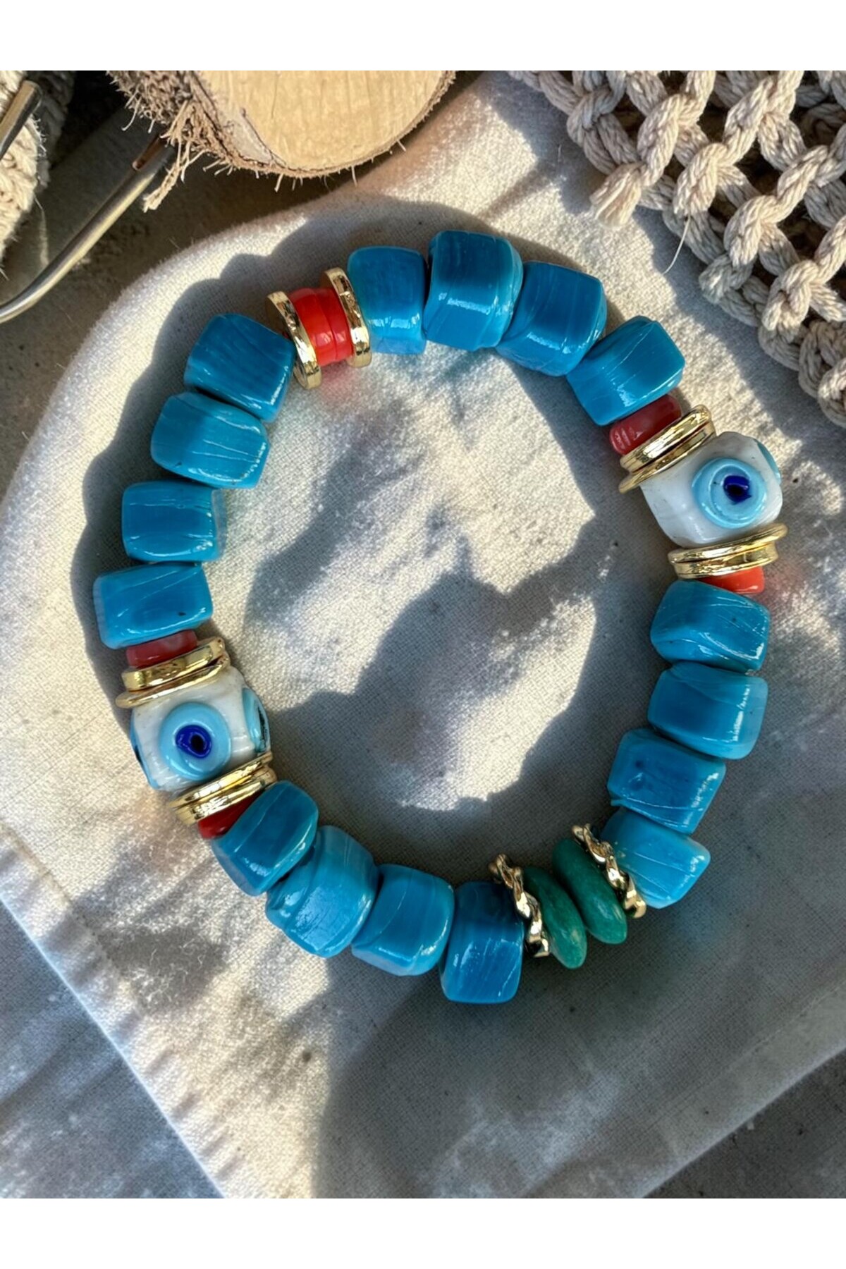 Bodrum Cam Taş Mavis Boncuk Bilezik