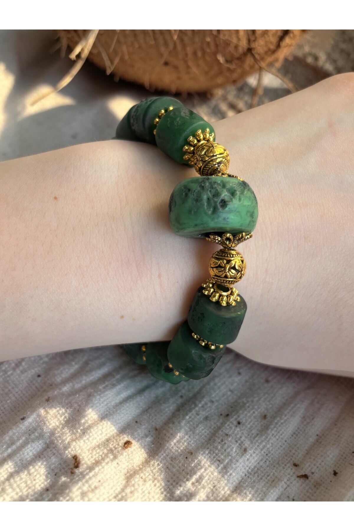 Cam Taş Etnik Bileklik Turuncu