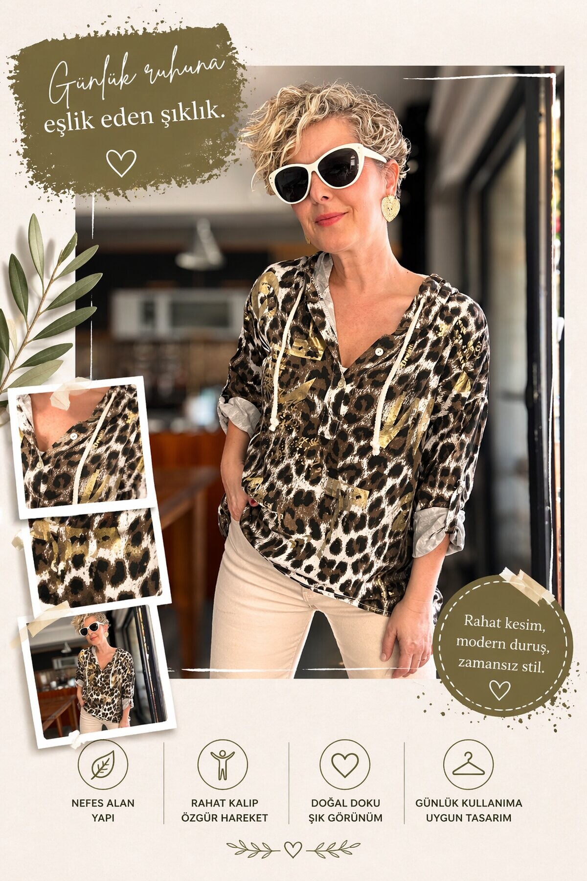 Figgo İtalyan Leopar Desen Yaldızlı Kap Beyaz