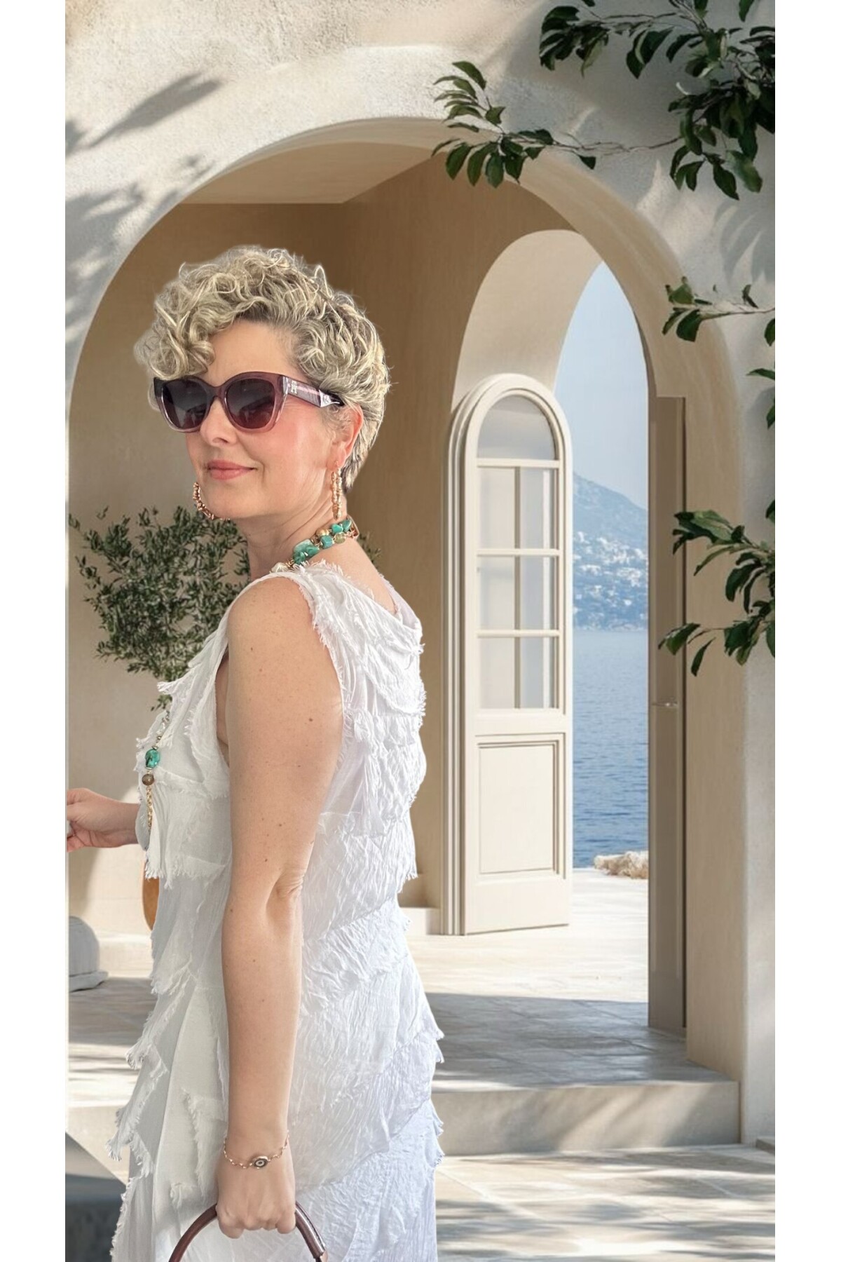 Ginza İthal Katmanlı İpek Tasarım Elbise Beyaz