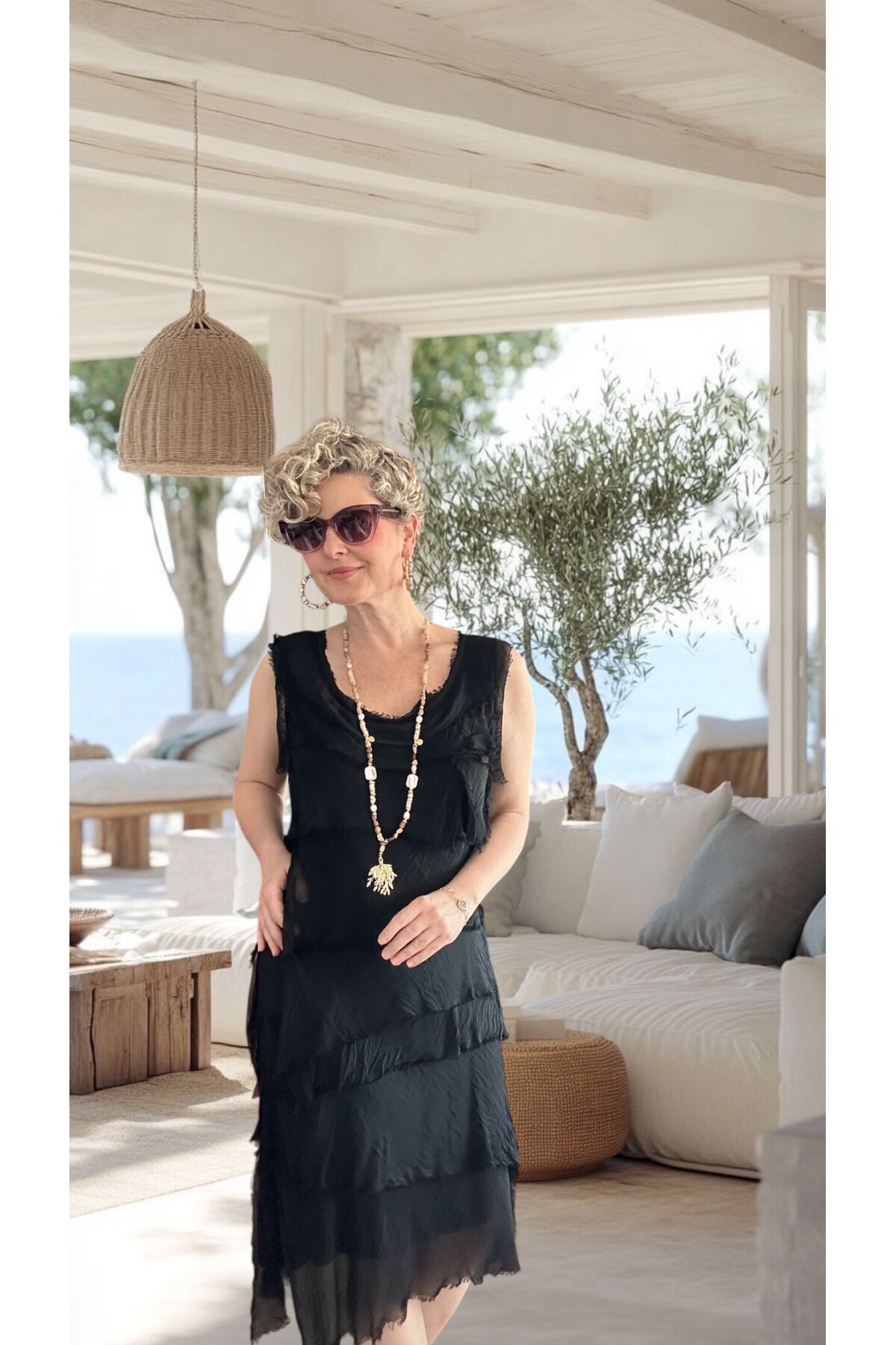 Ginza İthal Katmanlı İpek Tasarım Elbise Siyah