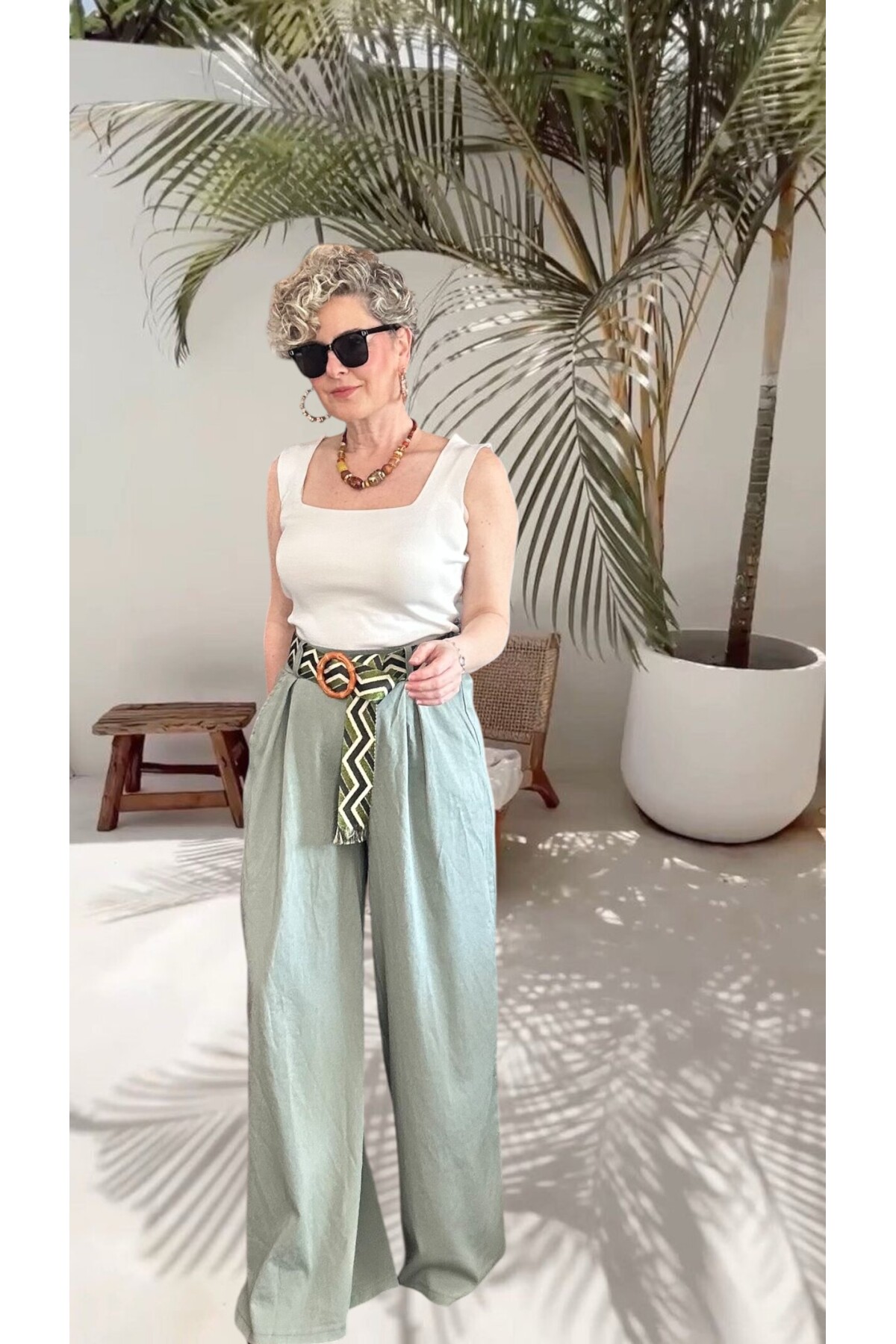 Grappe Premium Palazzo Vip Kemerli  Pantolon Haki