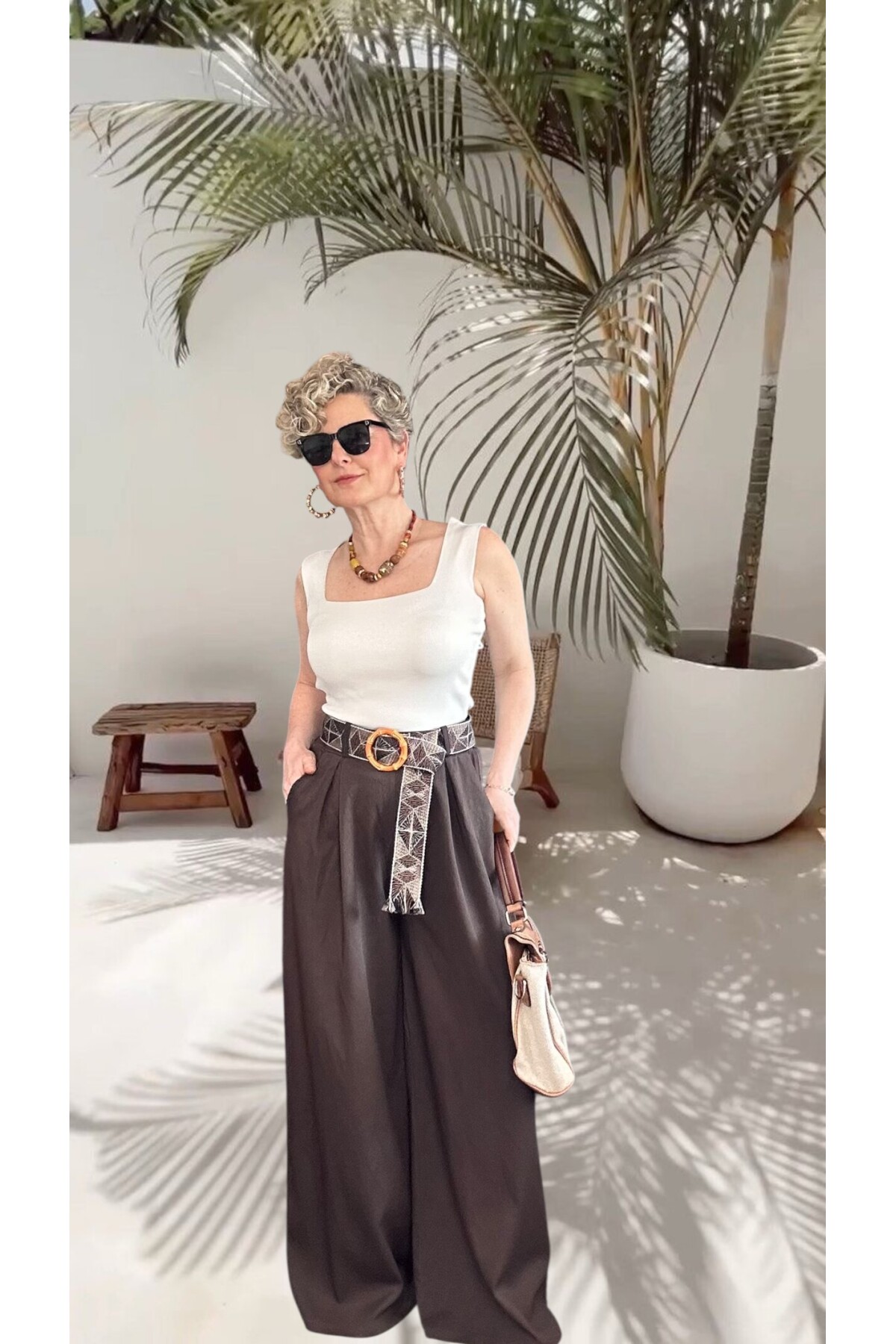 Grappe Premium Palazzo Vip Kemerli  Pantolon Kahve