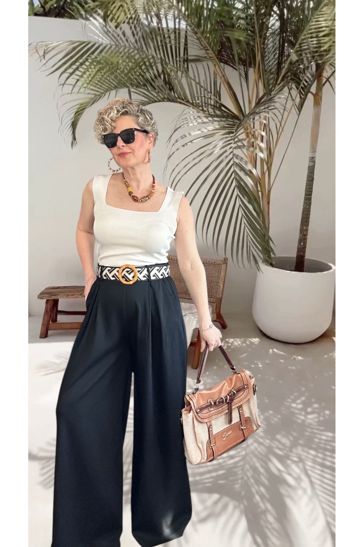 Grappe Premium Palazzo Vip Kemerli  Pantolon Siyah