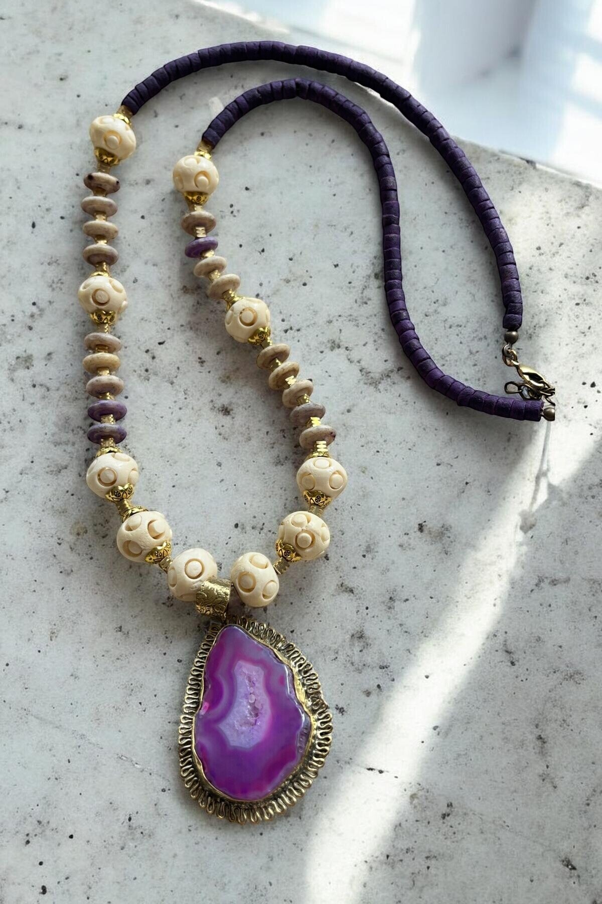 Kerti Akik Doğal Taş Kolye