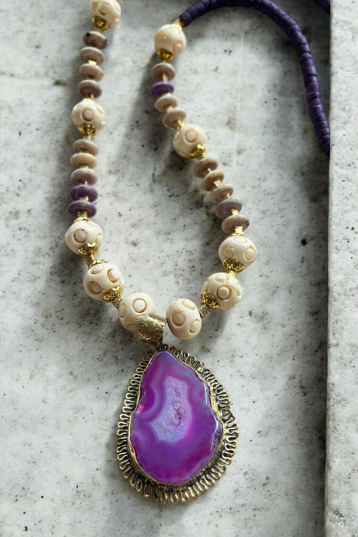 Kerti Akik Doğal Taş Kolye