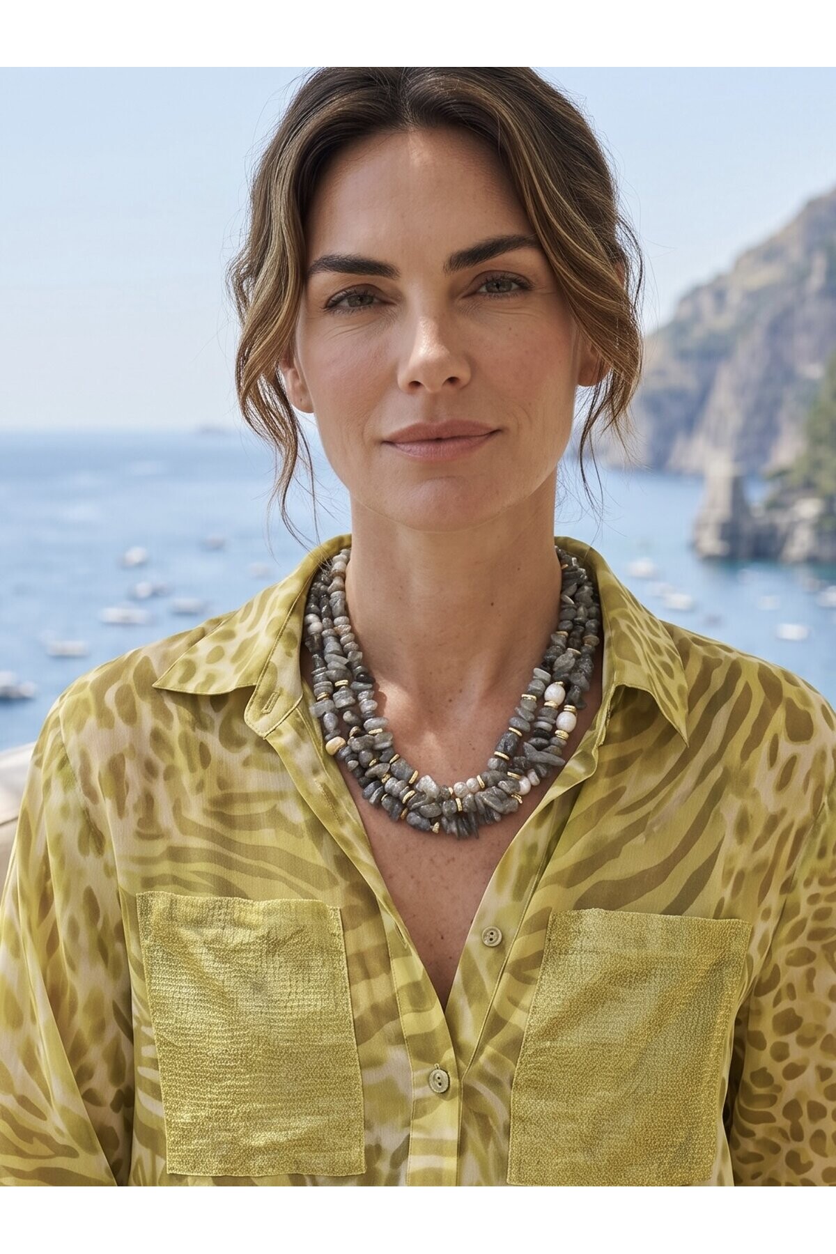 Labladorrite İnci Doğal Taş Kolye