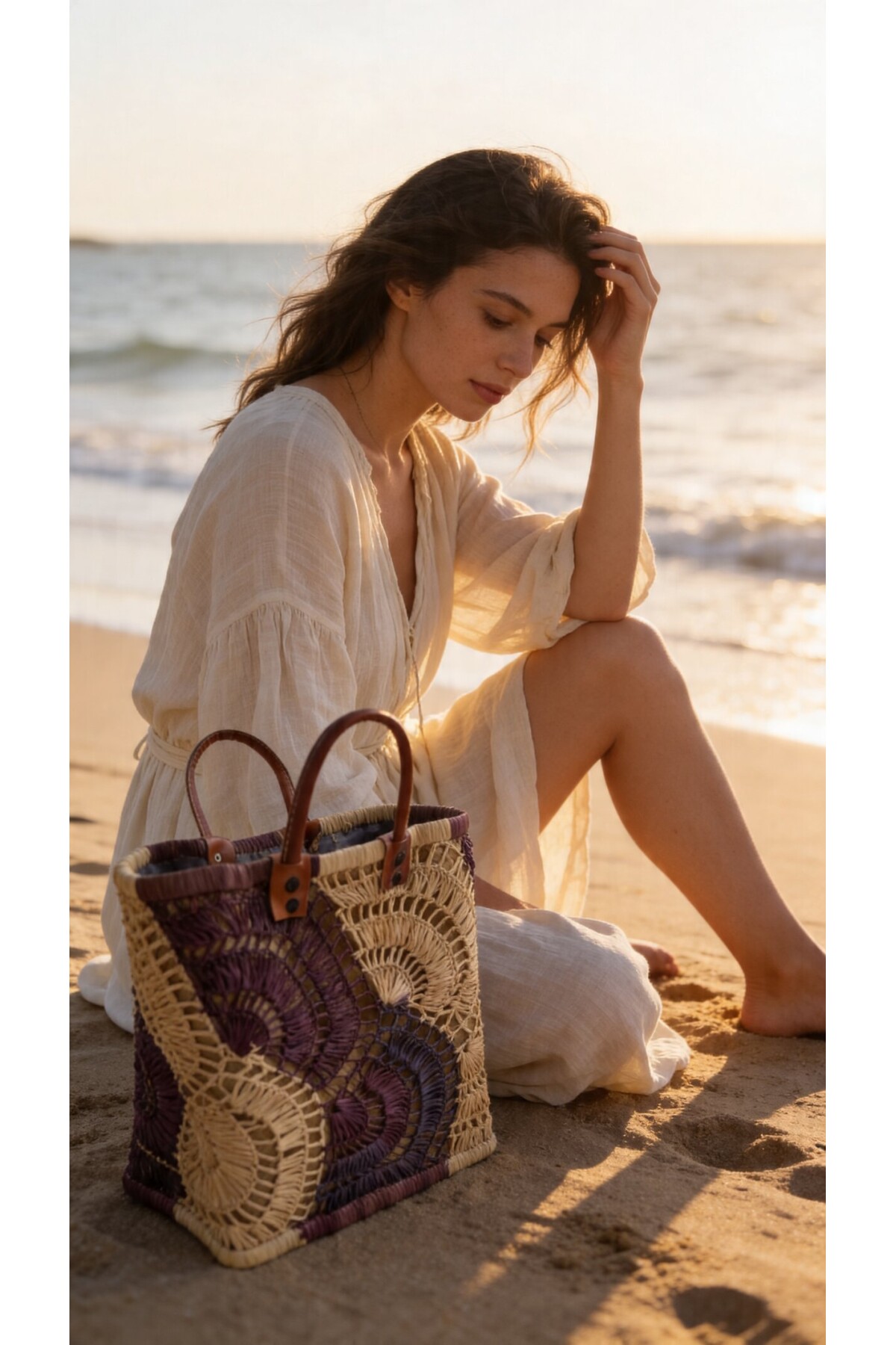 Lapiil %100 El Örgüsü Rafya Çanta