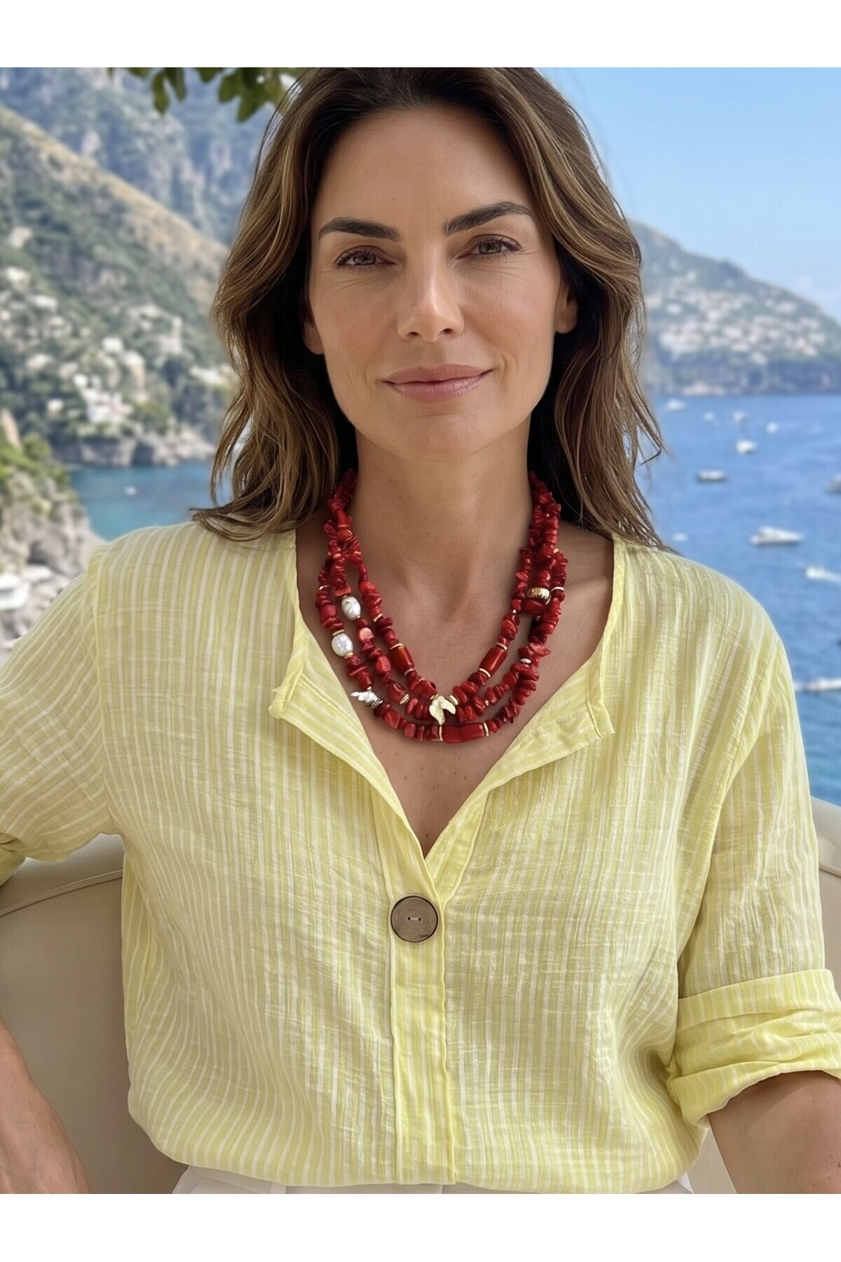 Mercan İnci Doğal Taş Kolye