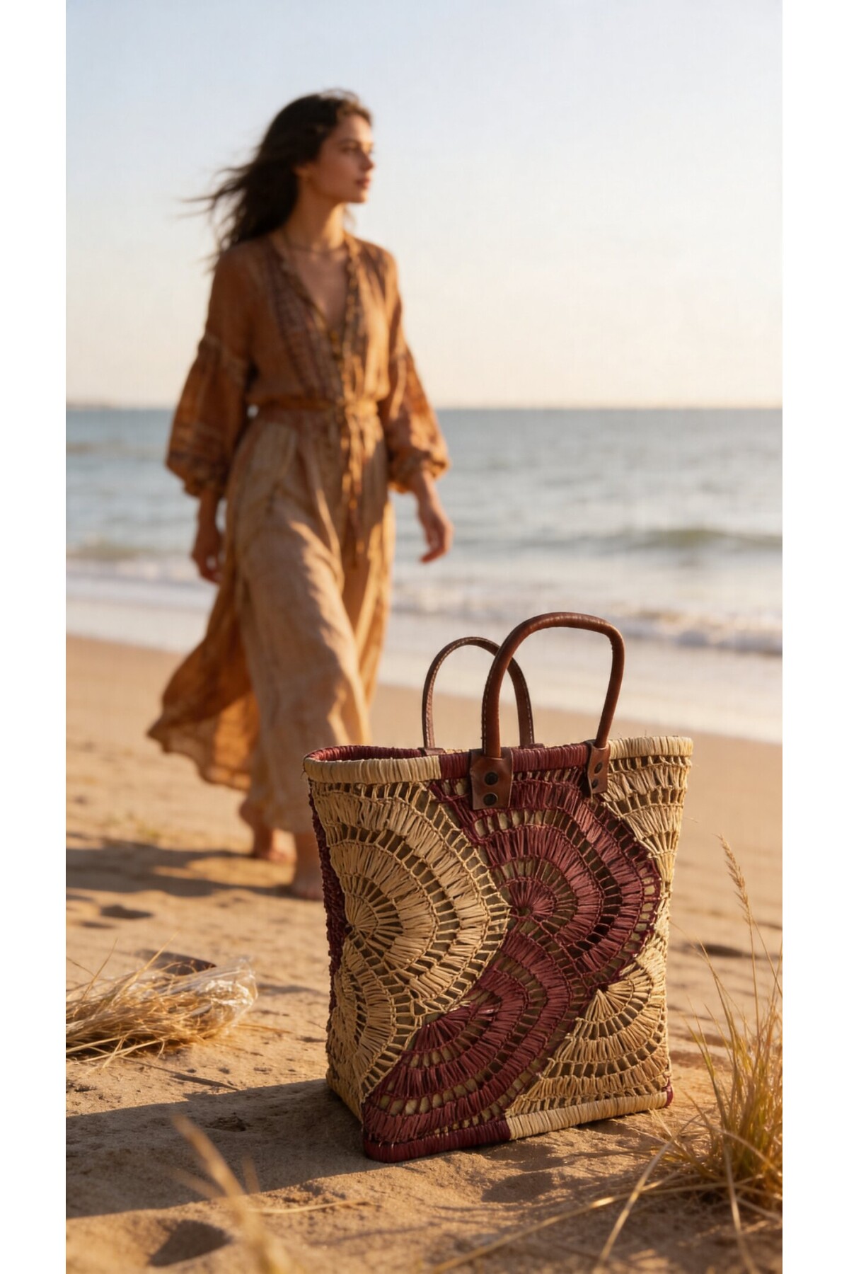 Sia %100 El Örgüsü Rafya Çanta