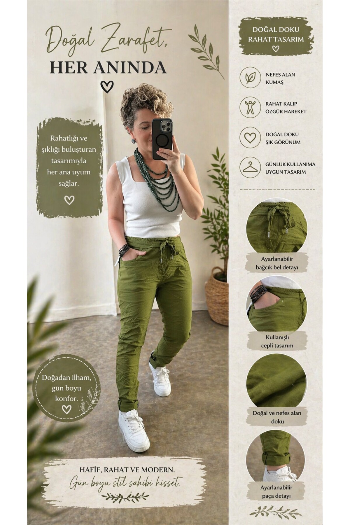 Nino İtalyan Sihirli Pantolon Yağ Yeşil