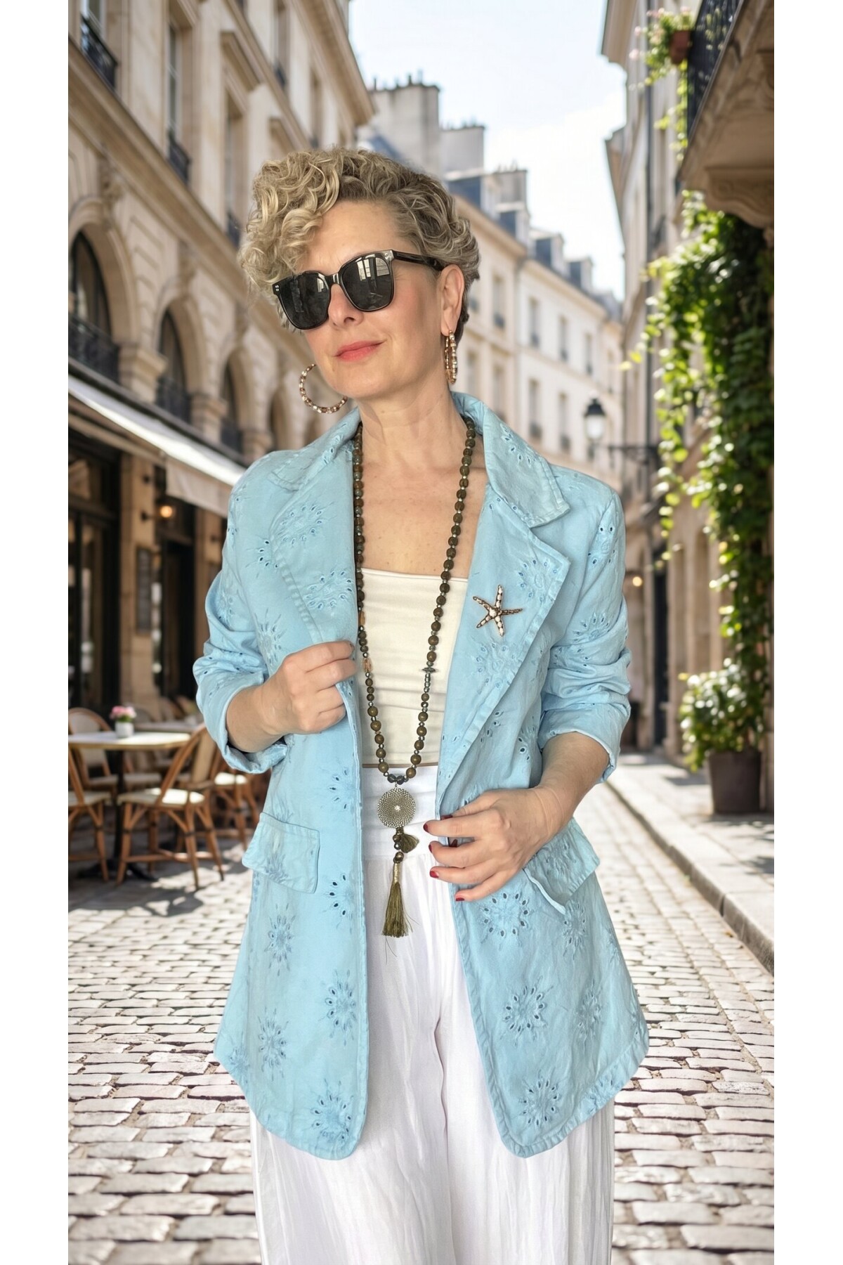 Primma | Fisto Nakışlı & Yıldız Broşlu Pamuk Blazer Bebe Mavi