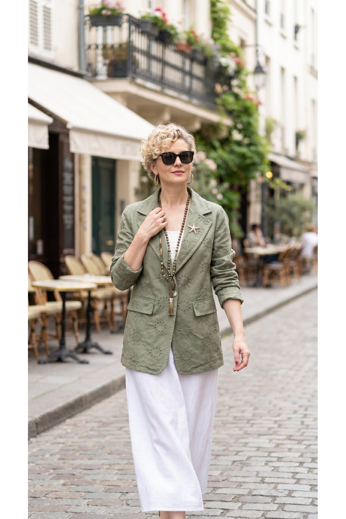 Primma | Fisto Nakışlı & Yıldız Broşlu Pamuk Blazer Haki