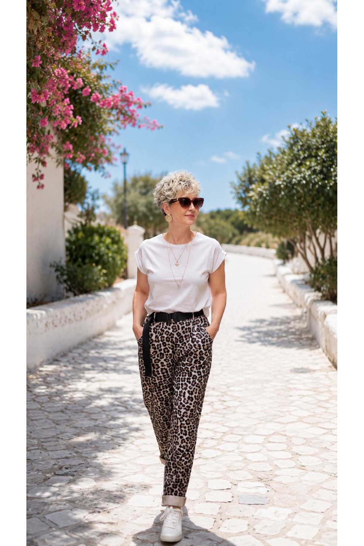 Senly İtalyan Leopar Kemerli Pantolon Vizon