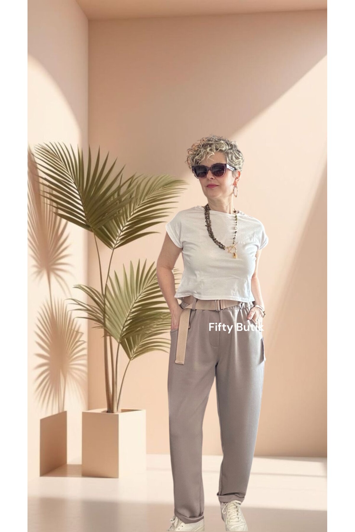 Solle İtalyan Modal Kemerli Havuç Pantolon Fango