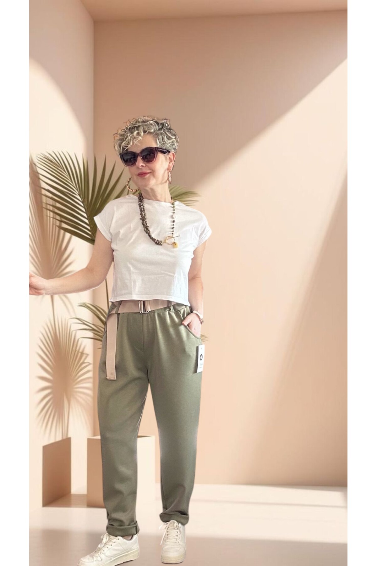 Solle İtalyan Modal Kemerli Havuç Pantolon Haki