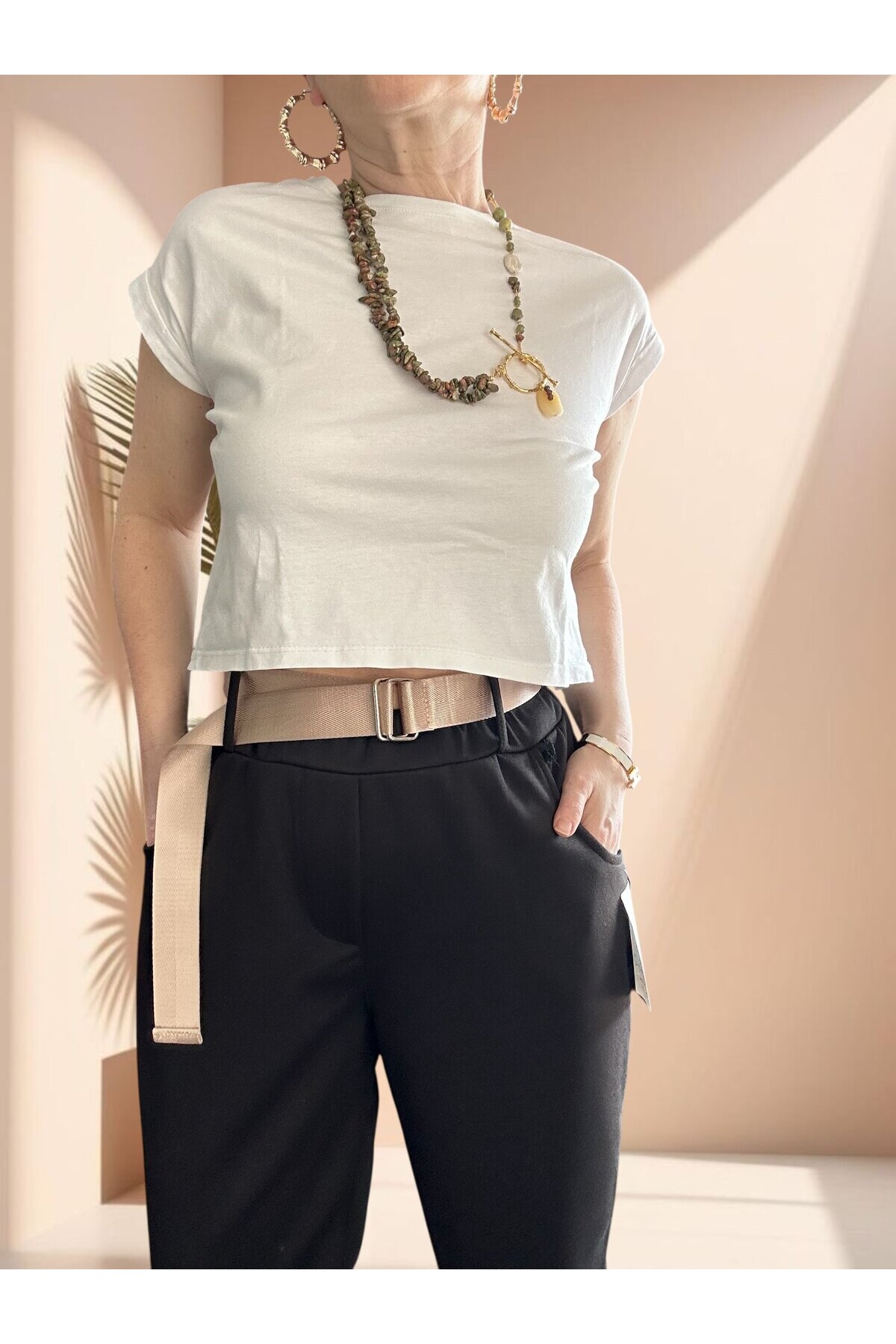 Solle İtalyan Modal Kemerli Havuç Pantolon Siyah