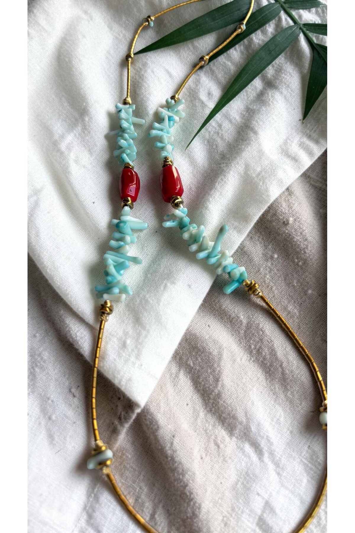 Turkuaz Ve Mercan VIP Etnik Kolye