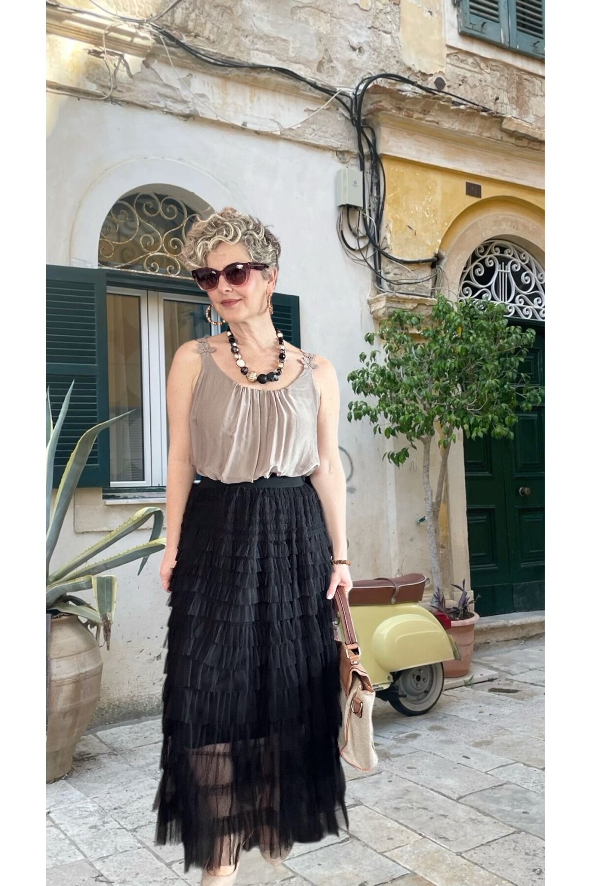 Urban İthal Tasarım Volanlı Tül Etek Siyah