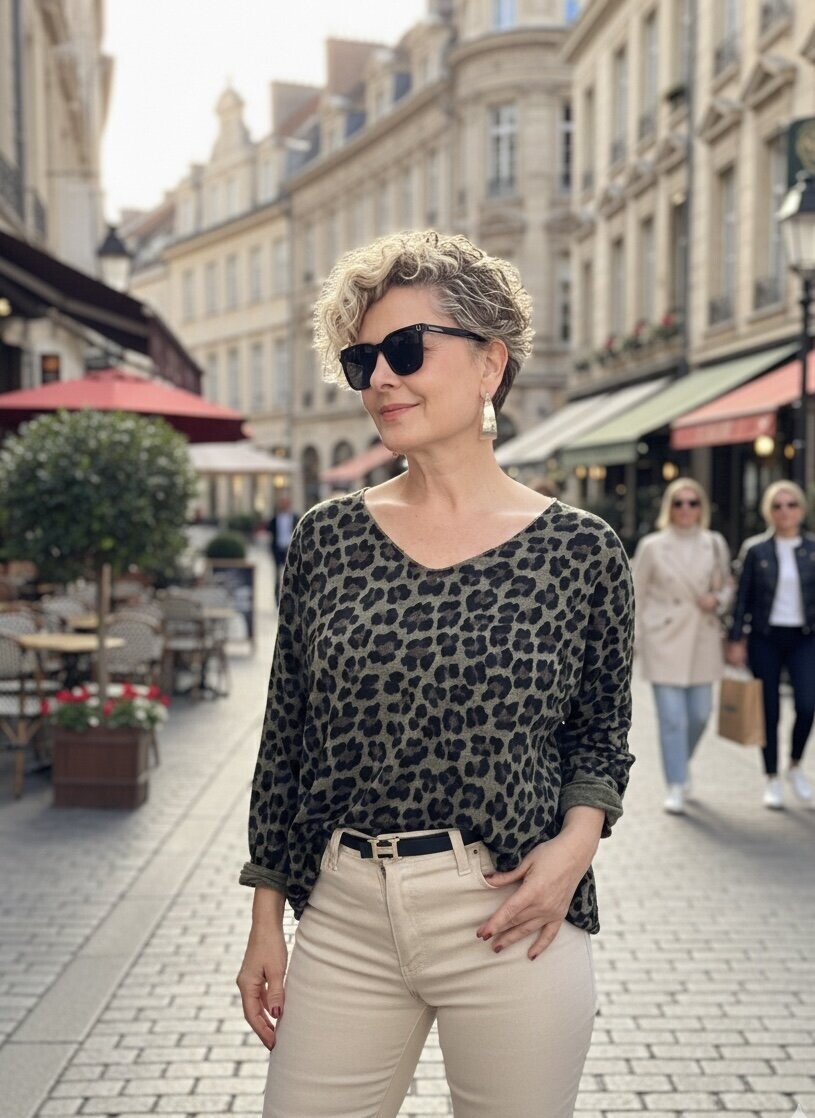 Virgin İtalyan V Yaka Desenli Triko Haki