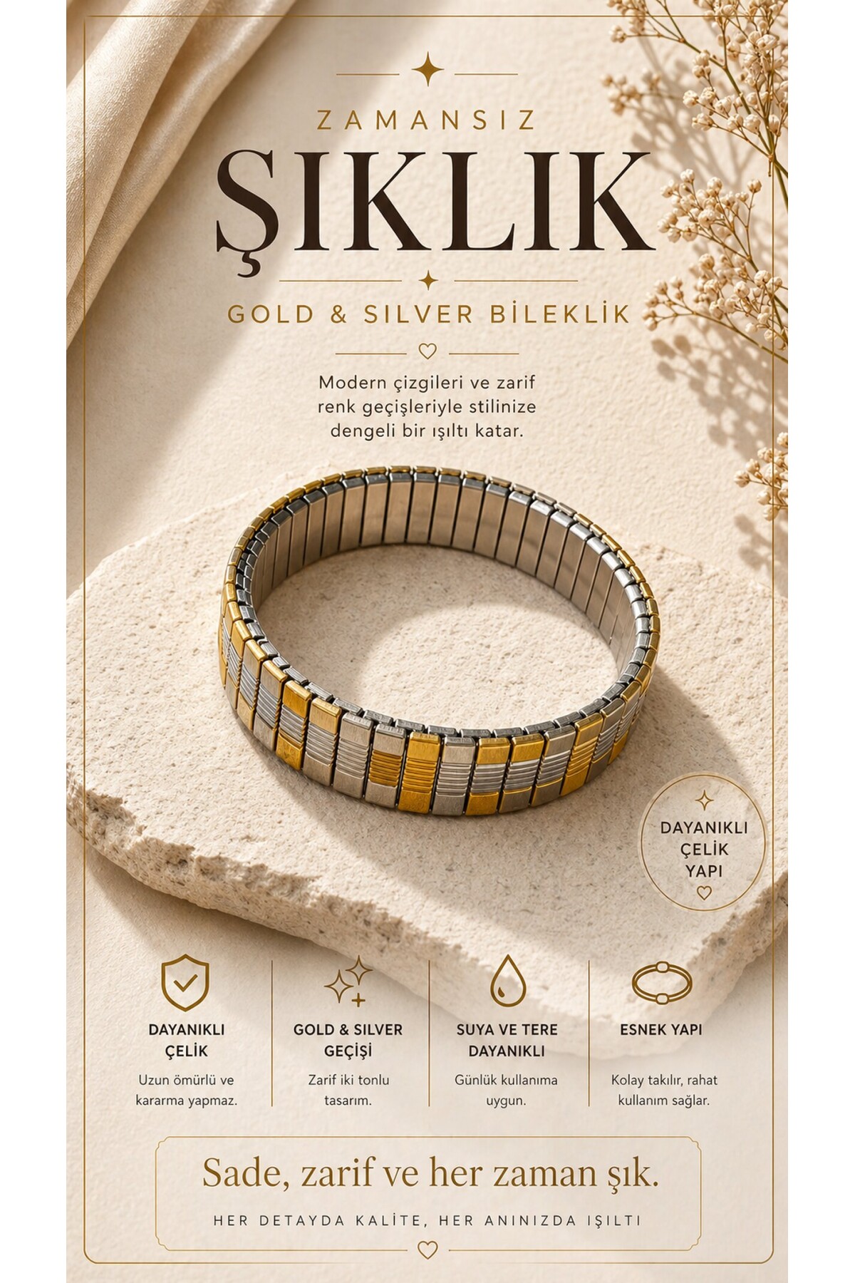 Zattera Gold And Silver Çelik Bileklik