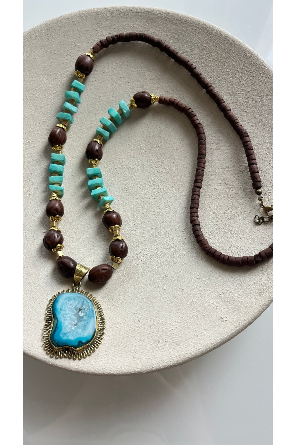 Diva Akik Doğal Taş Kolye