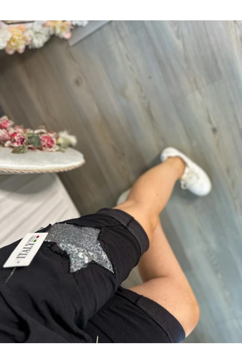 Matta İtalyan Yıldızlı Şort Siyah